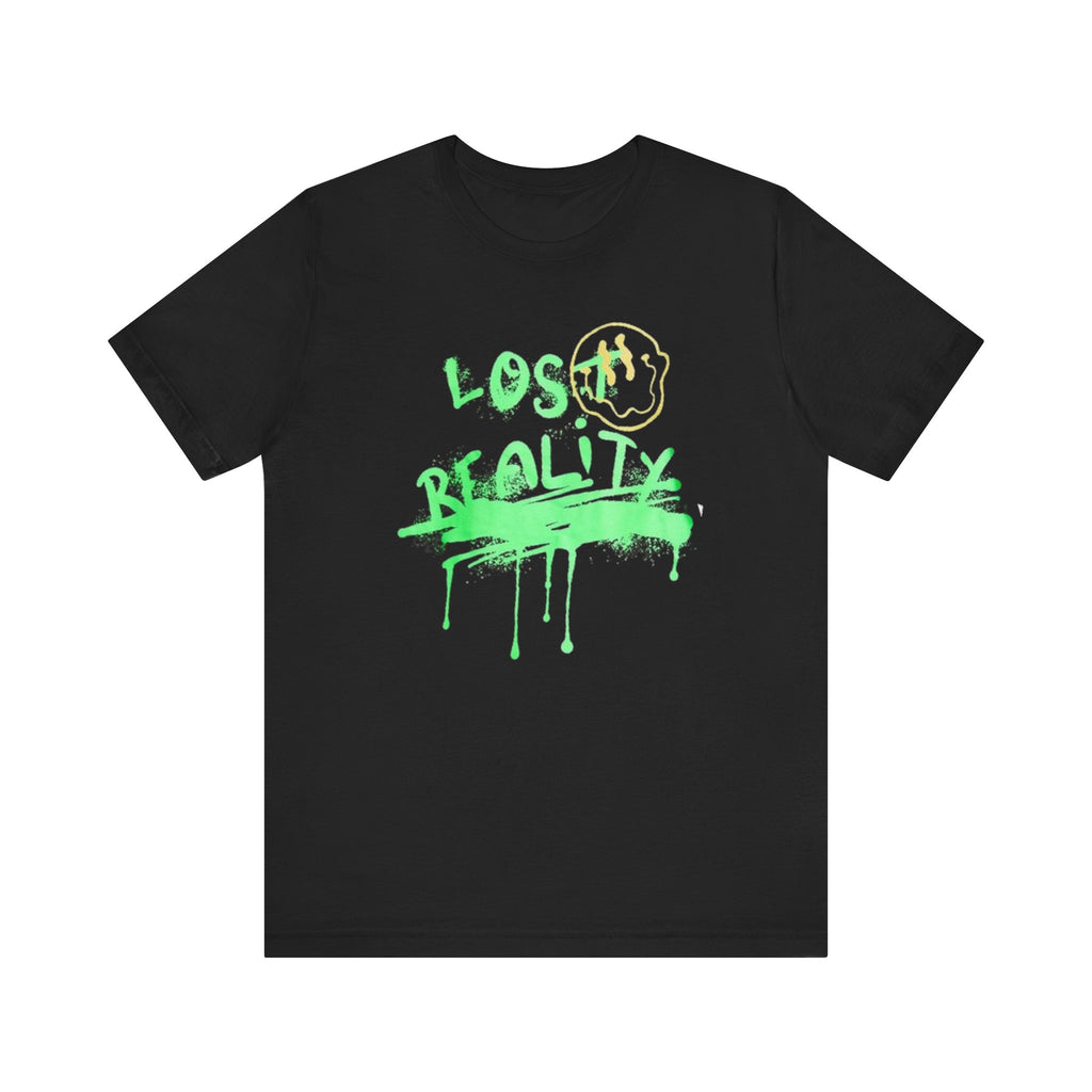 Lost Reality Graphic Tee — Neon Green Drip Streetwear Graffiti T-Shirt