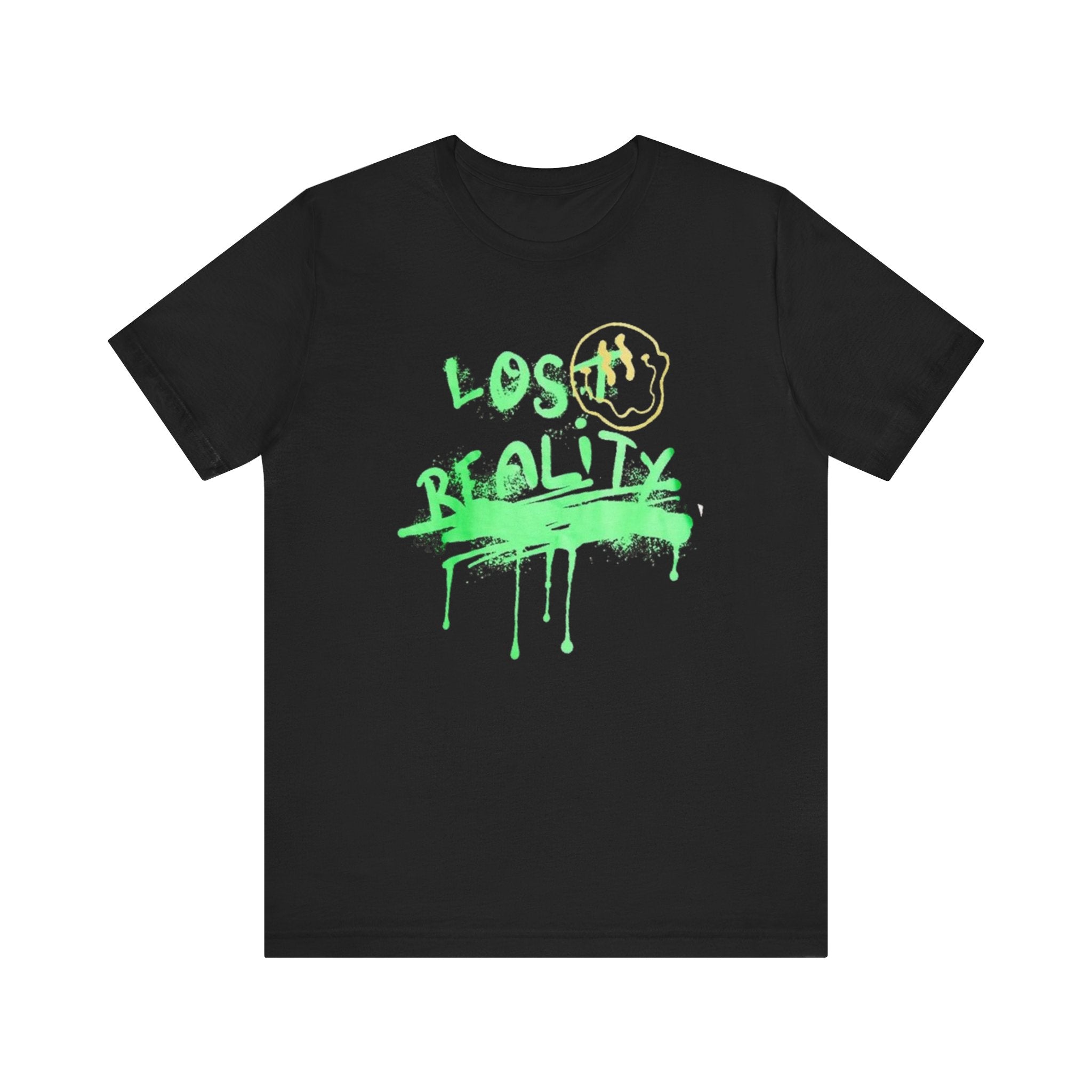 Lost Reality Graphic Tee — Neon Green Drip Streetwear Graffiti T-Shirt