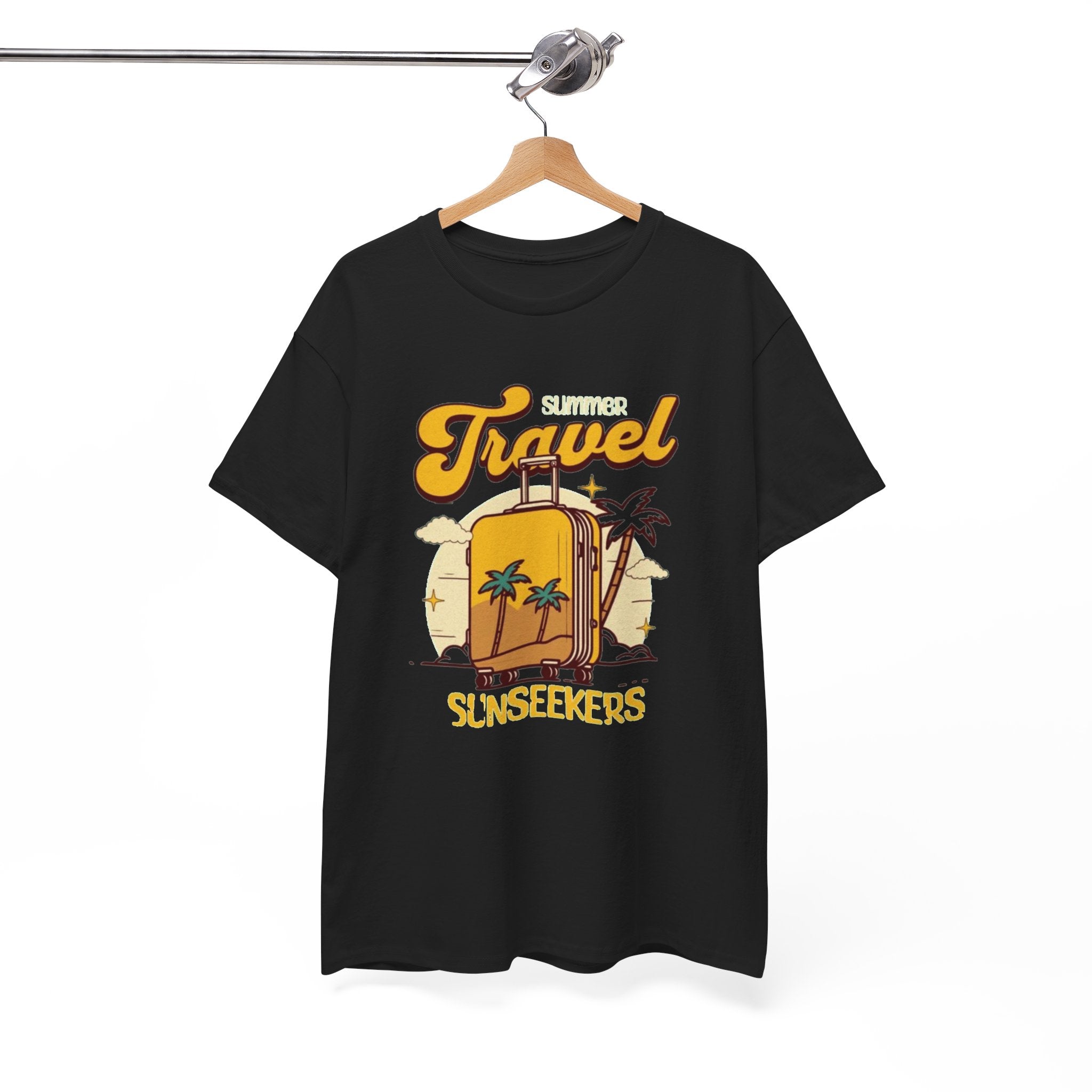 Travel Sunseekers T‑Shirt — Retro Backpack Beach Vacation Tee