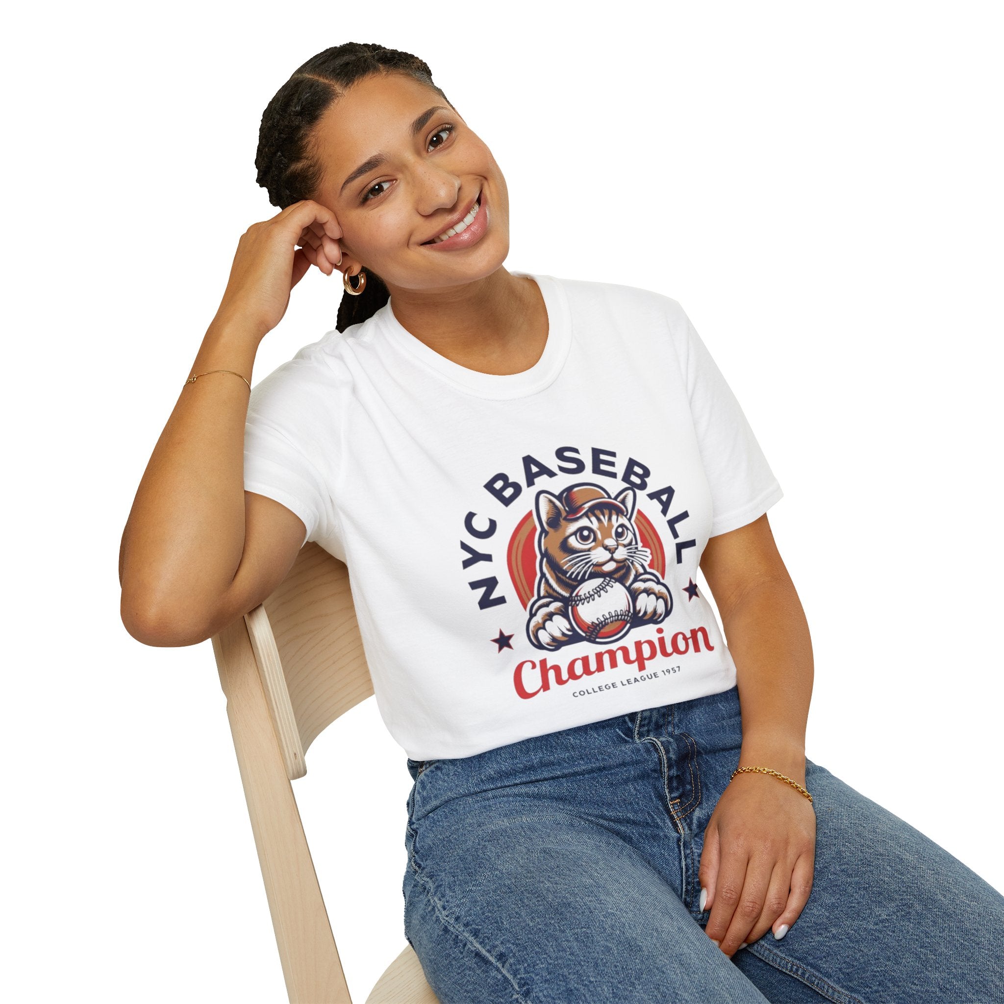 NYC Baseball Cat T‑Shirt — 'Champion' Vintage Team Tee