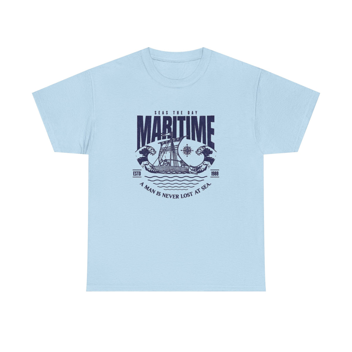 Maritime Crew Tee - Vintage Ship Graphic "A Man is Never Lost at Sea"