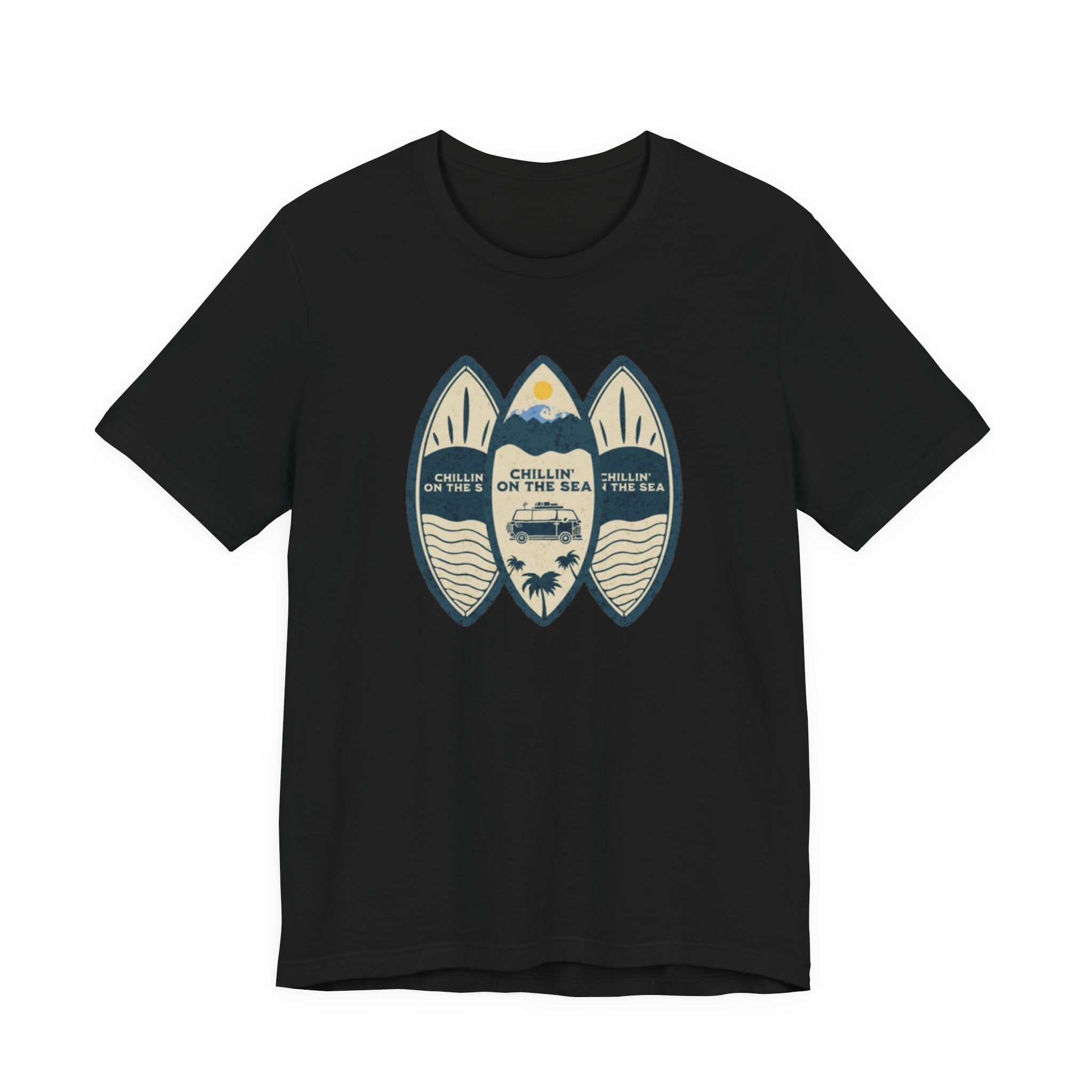 Surfboard Beach Tee — "Chillin' On The Sea" Coastal Graphic T-Shirt