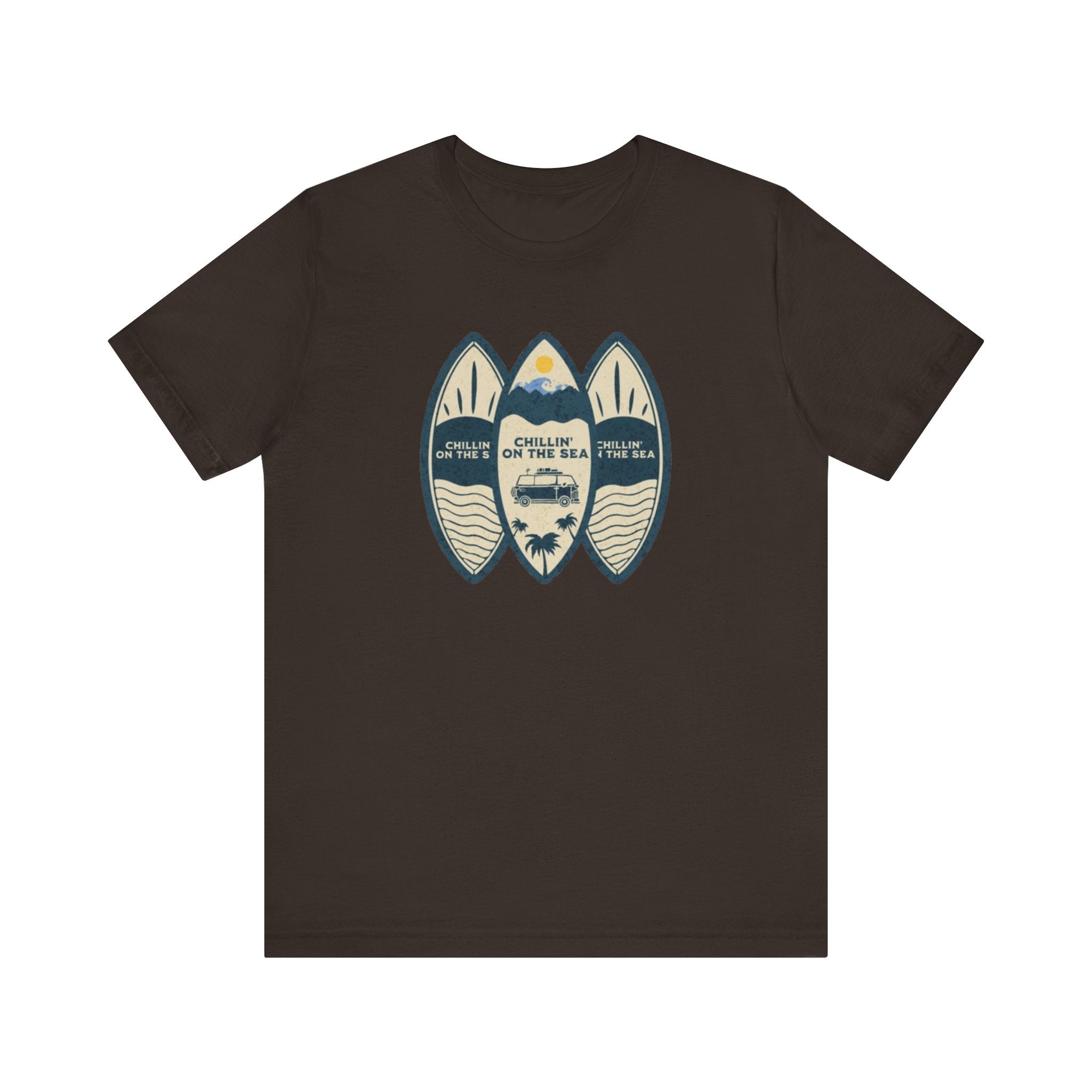 Surfboard Beach Tee — "Chillin' On The Sea" Coastal Graphic T-Shirt