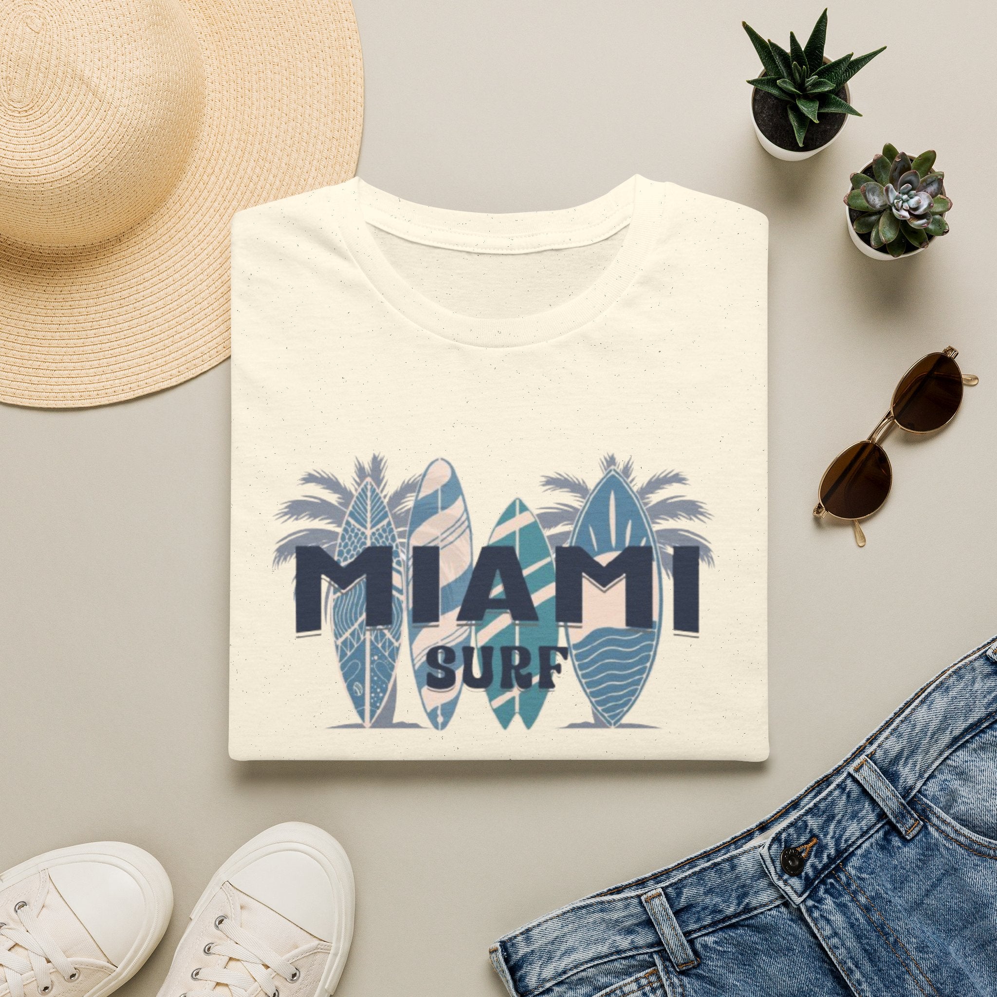 Miami Surf T-Shirt — Vintage Surfboard Palm Beach Tee