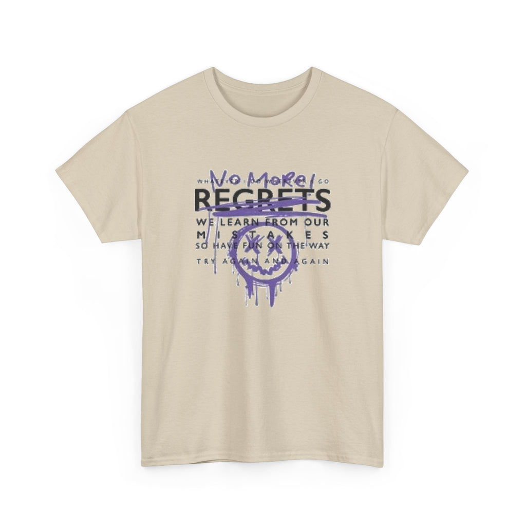 No More Regrets Tee — Grunge Drip Smile Graphic T-Shirt