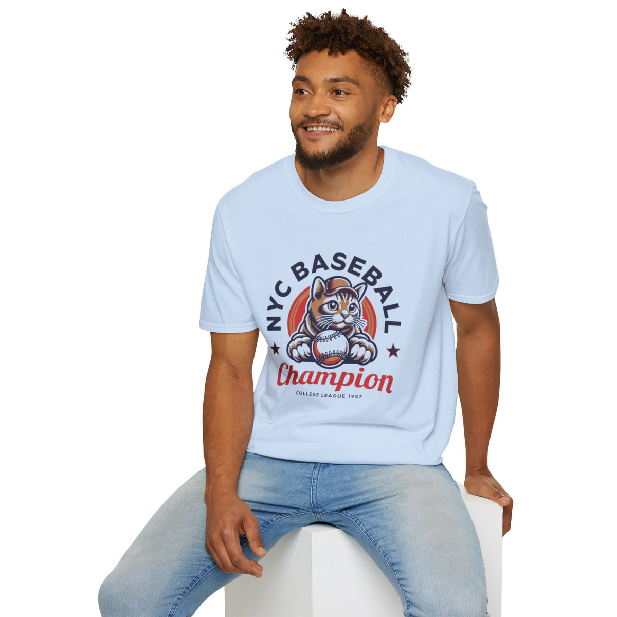 NYC Baseball Cat T‑Shirt — 'Champion' Vintage Team Tee