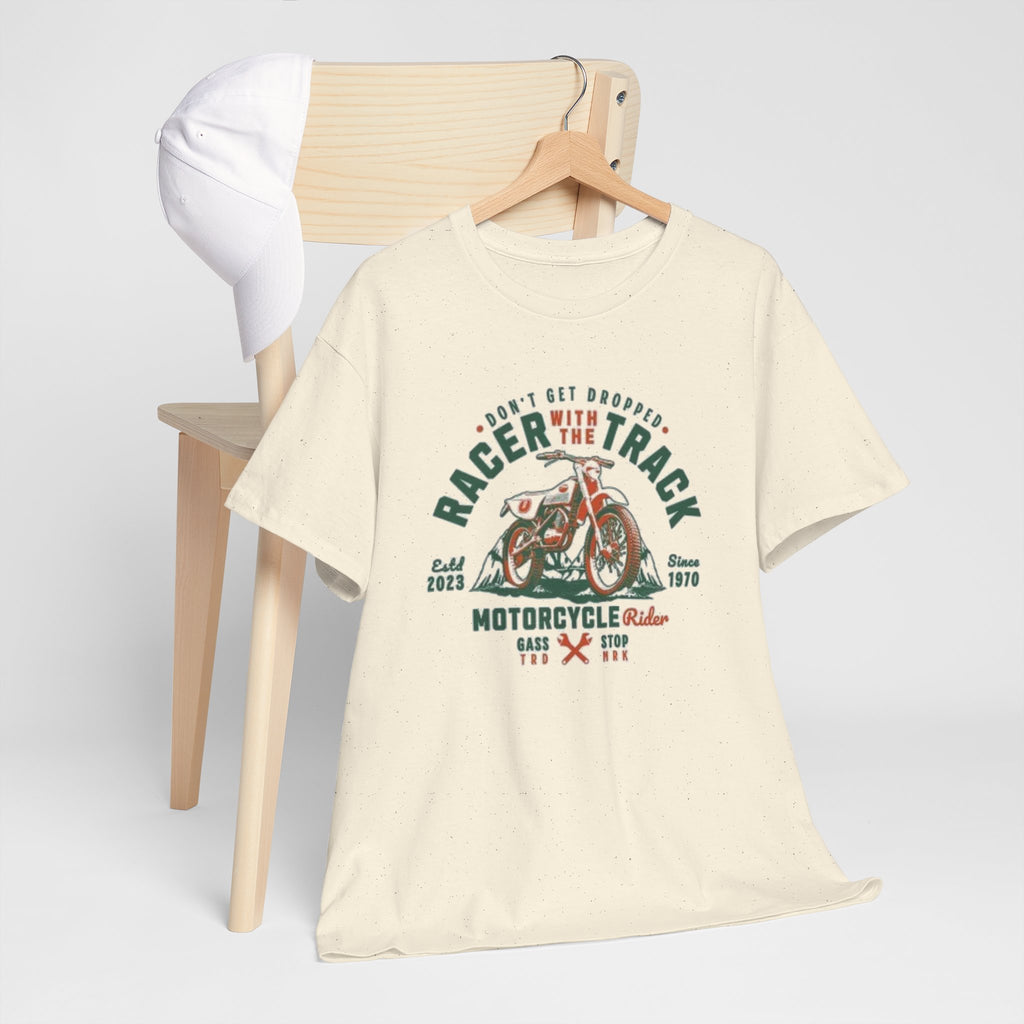 Motorcycle Racer Tee — "Racer the Track" Vintage Bike Graphic T-Shirt