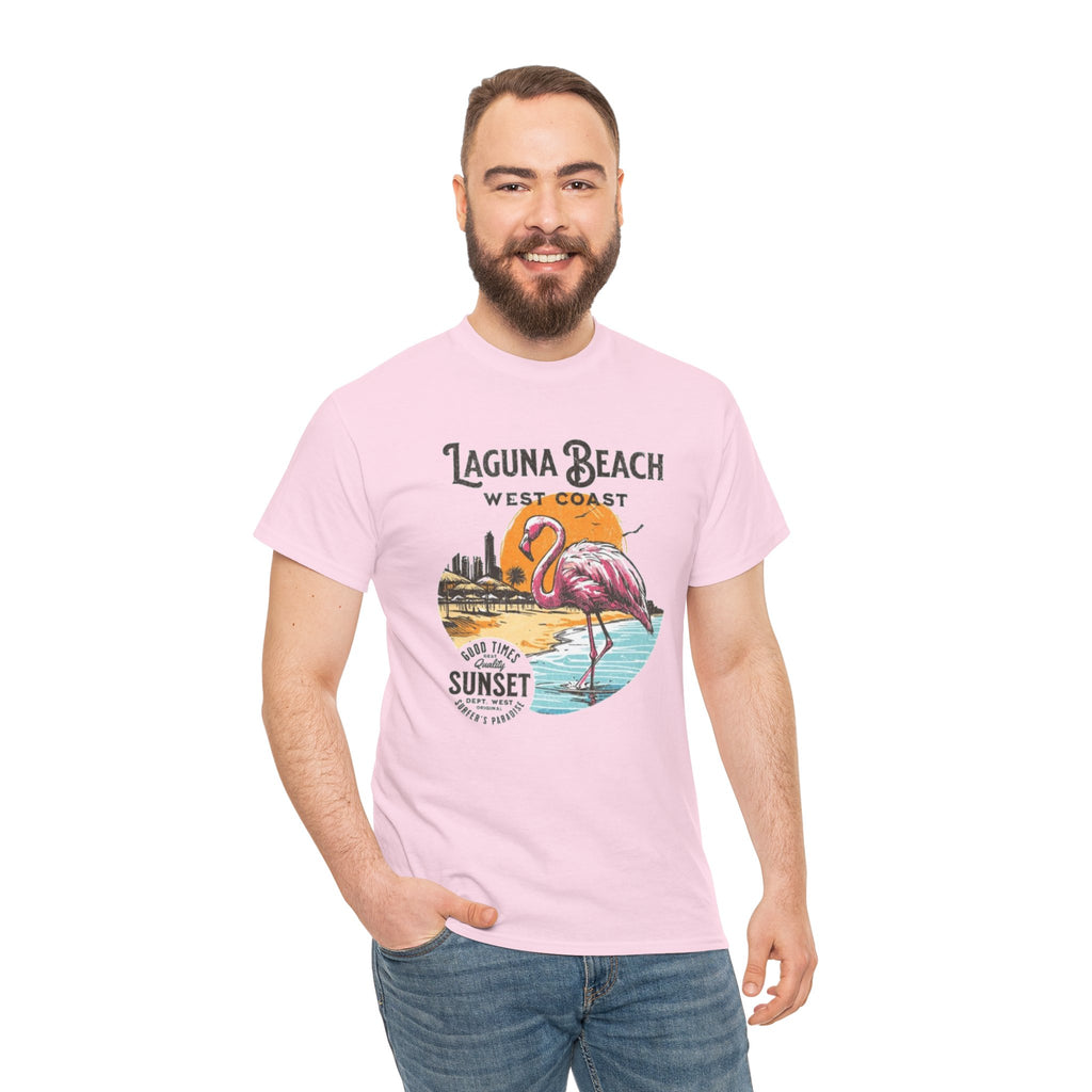 Laguna Beach West Coast Flamingo Sunset Tee