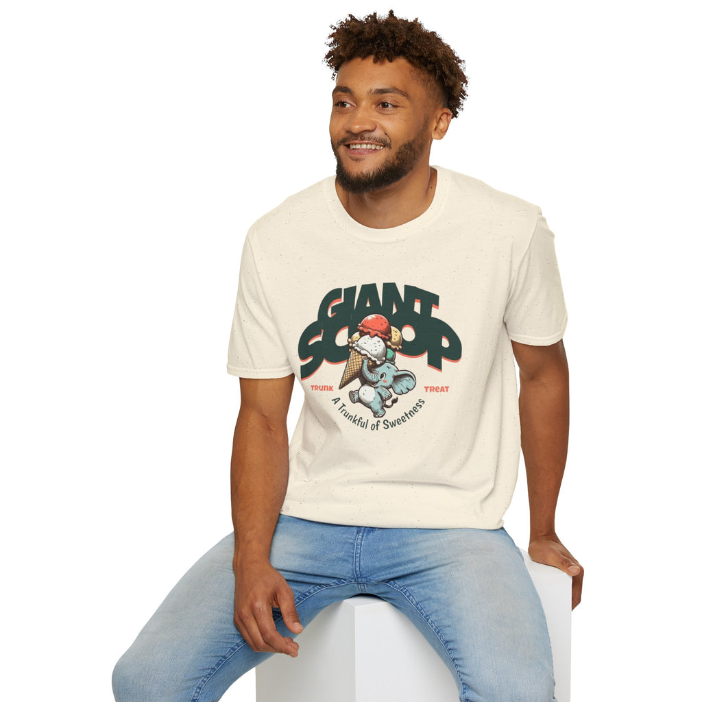 T-Shirt — 'Giant Scoop' Cute Elephant Ice Cream Graphic Tee