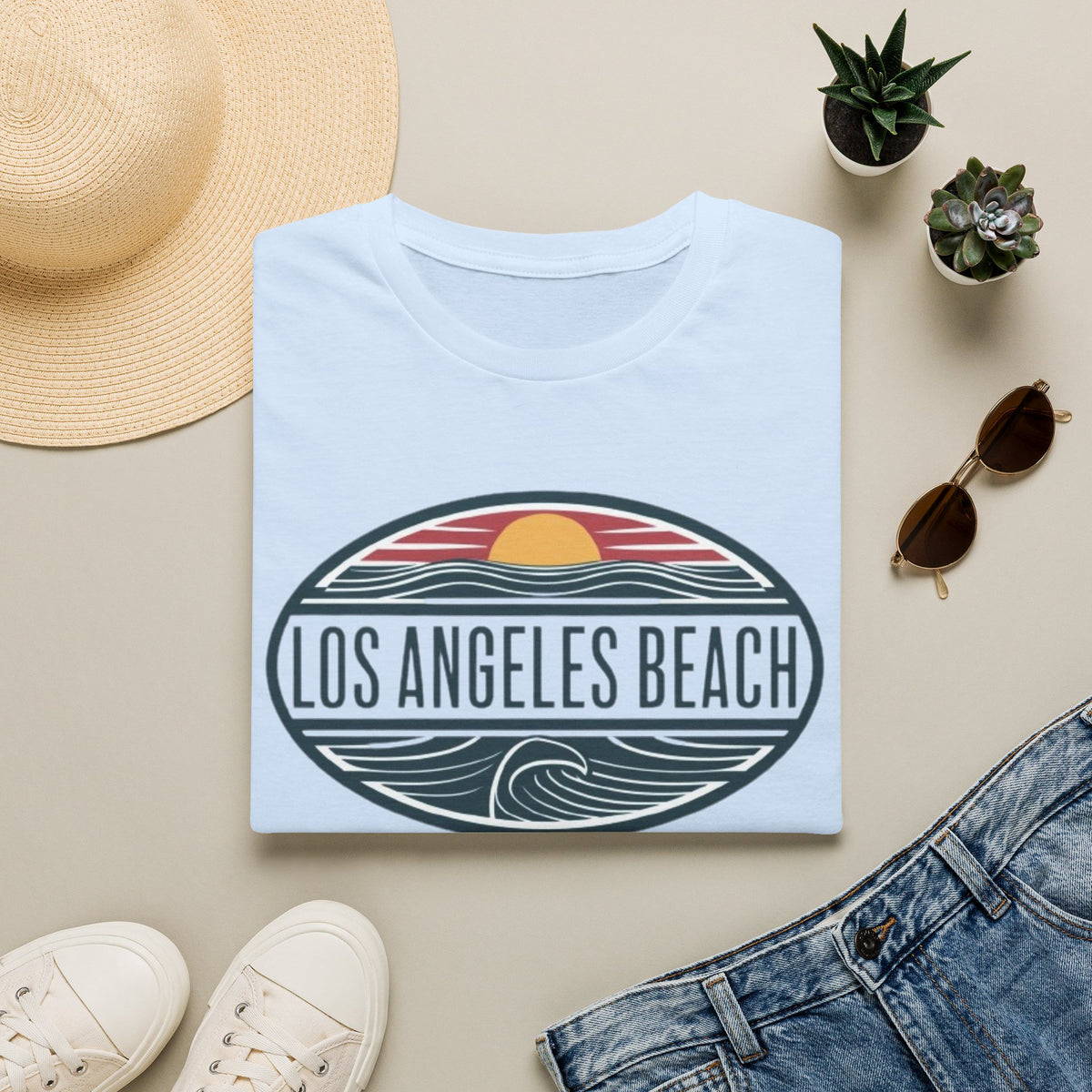 Los Angeles Beach T-Shirt — Retro Sunset Surf Graphic Tee