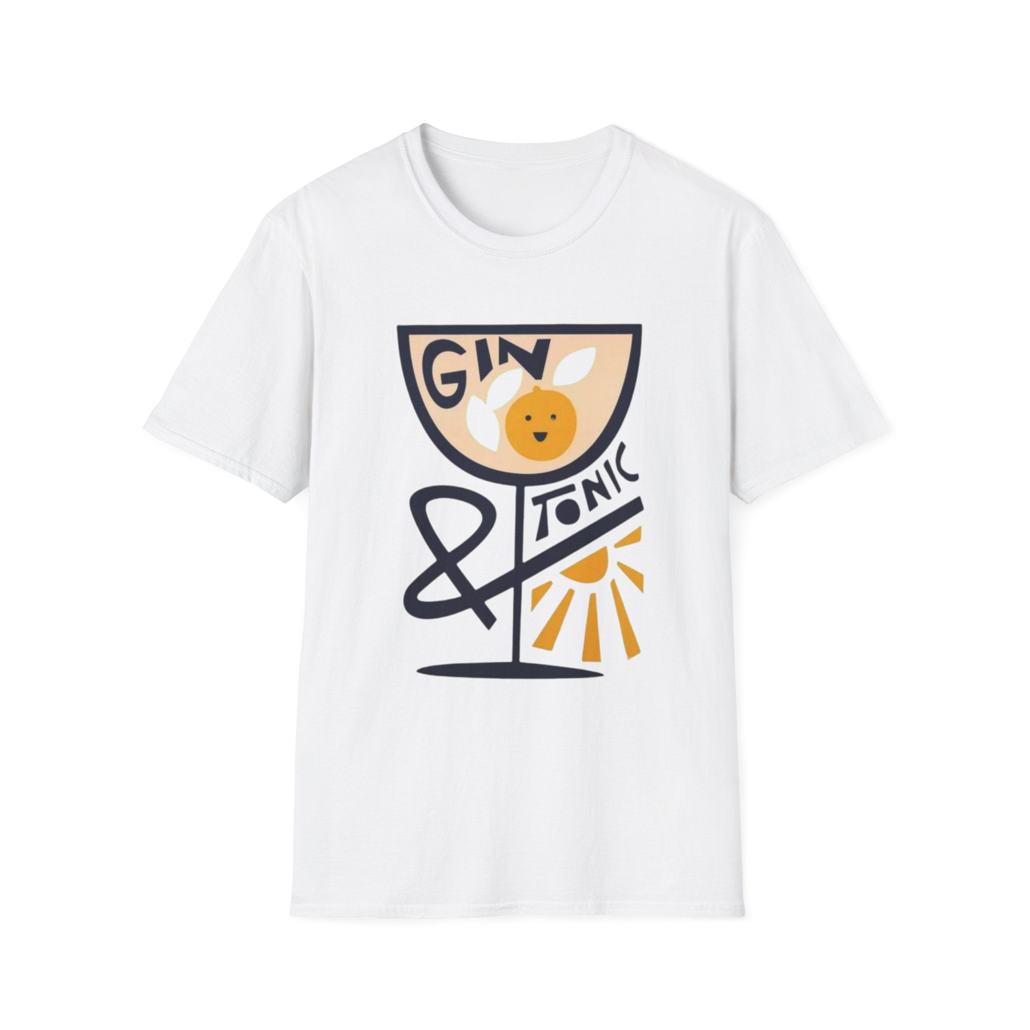Gin & Tonic Graphic T-Shirt — Retro Cocktail Tee with Orange Slice