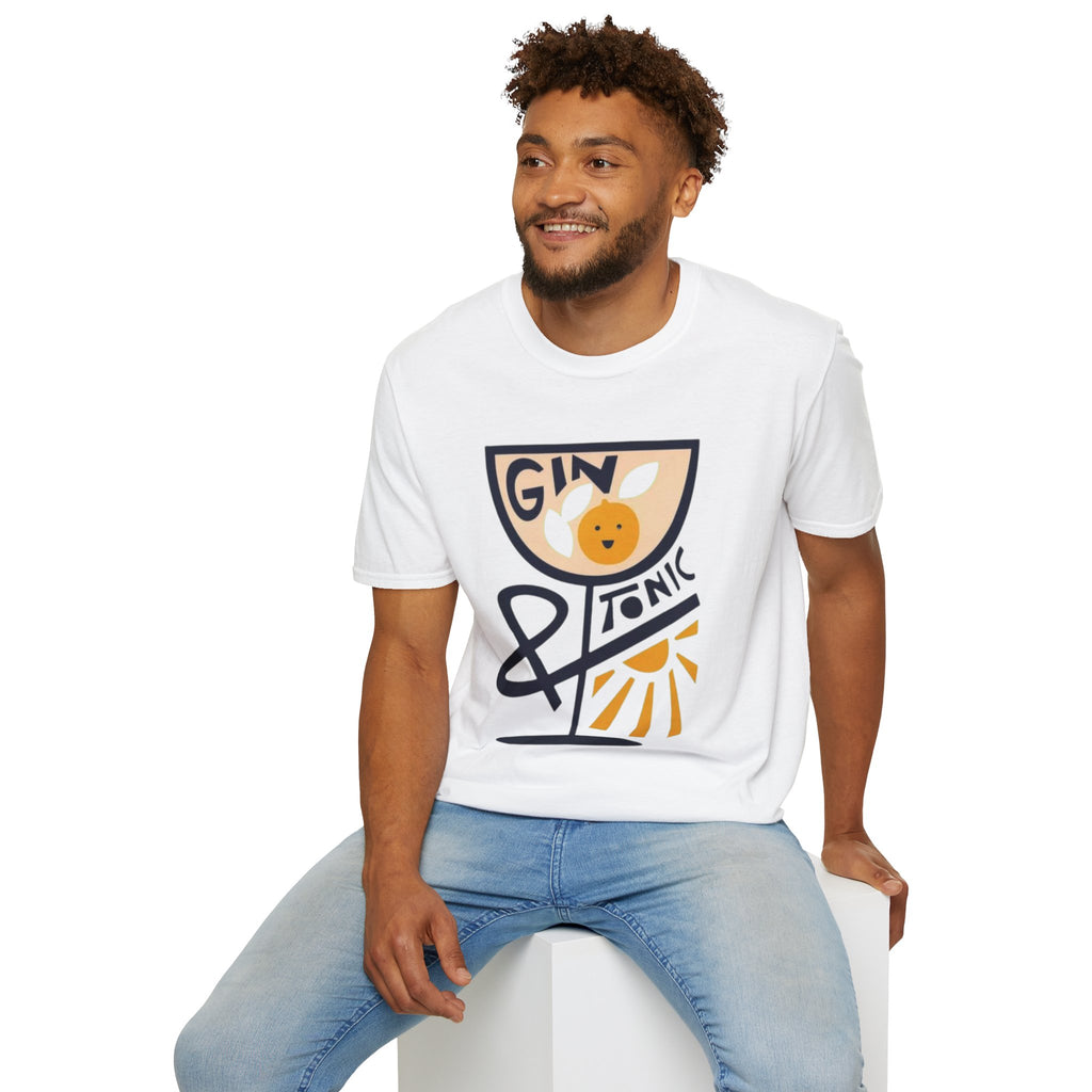 Gin & Tonic Graphic T-Shirt — Retro Cocktail Tee with Orange Slice
