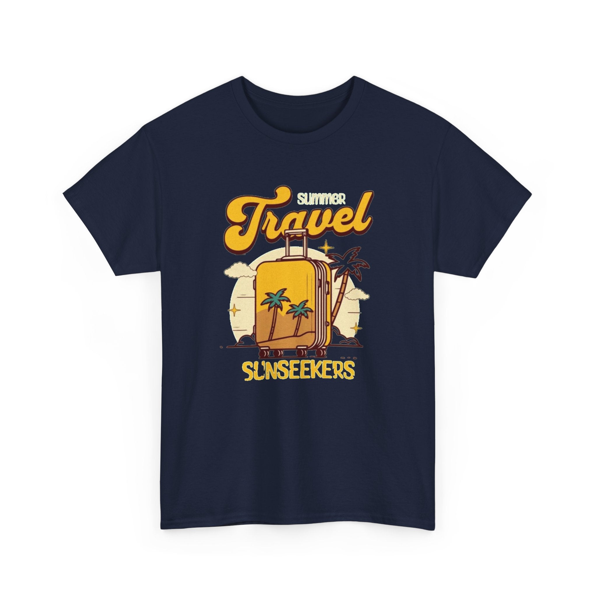 Travel Sunseekers T‑Shirt — Retro Backpack Beach Vacation Tee