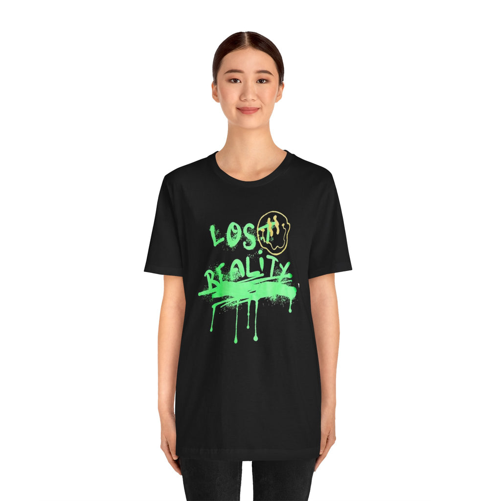Lost Reality Graphic Tee — Neon Green Drip Streetwear Graffiti T-Shirt