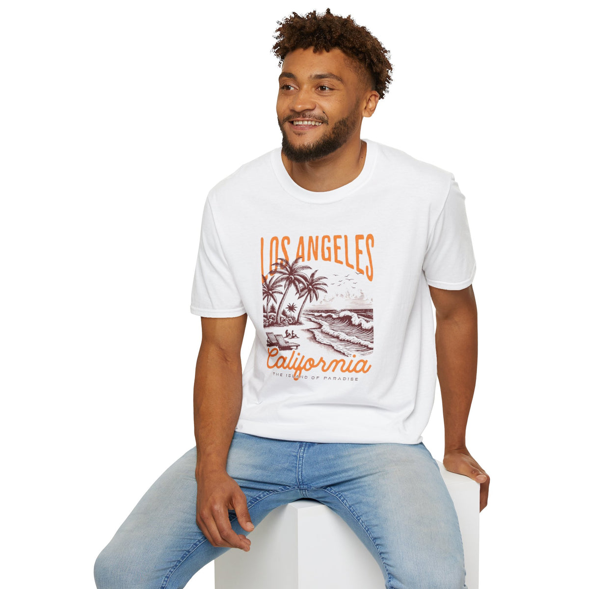 Los Angeles California Beach T-Shirt — Vintage Palm Tree Surf Sunset Tee