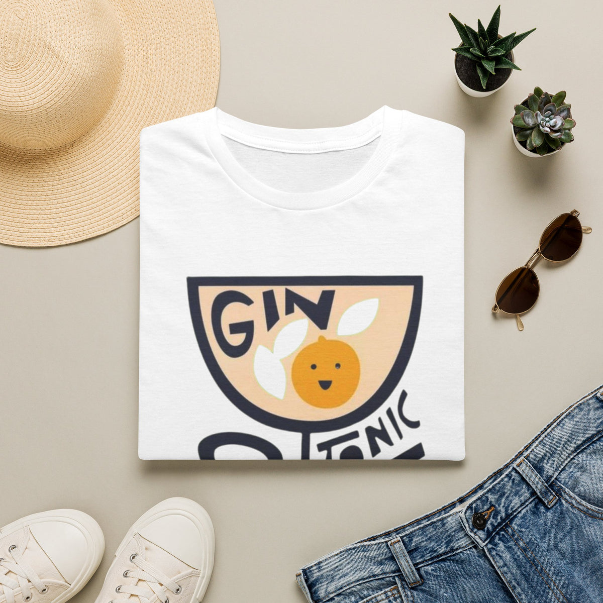 Gin & Tonic Graphic T-Shirt — Retro Cocktail Tee with Orange Slice