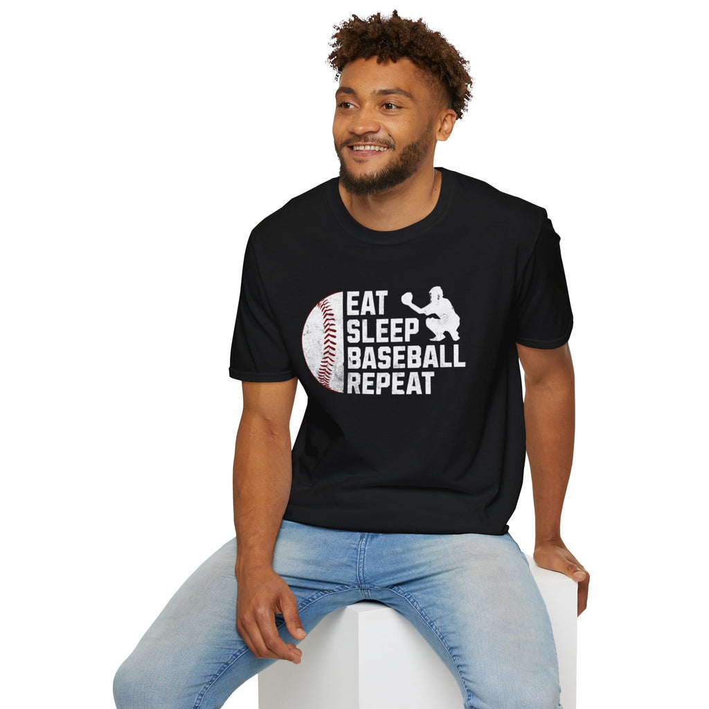 Eat Sleep Baseball Repeat T-Shirt — Baseball Fan Tee