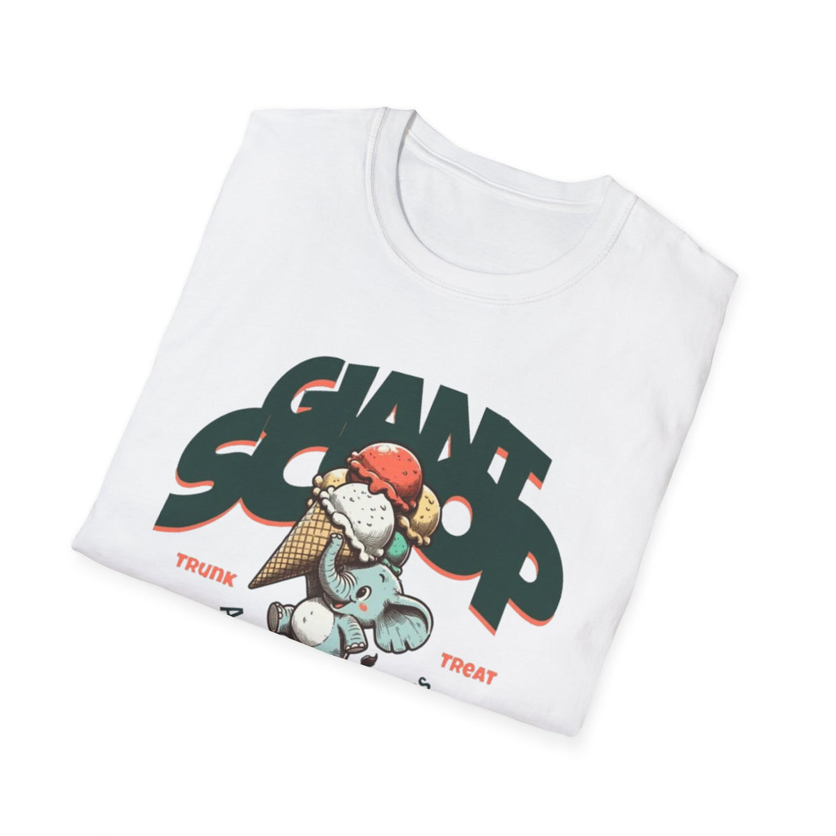T-Shirt — 'Giant Scoop' Cute Elephant Ice Cream Graphic Tee