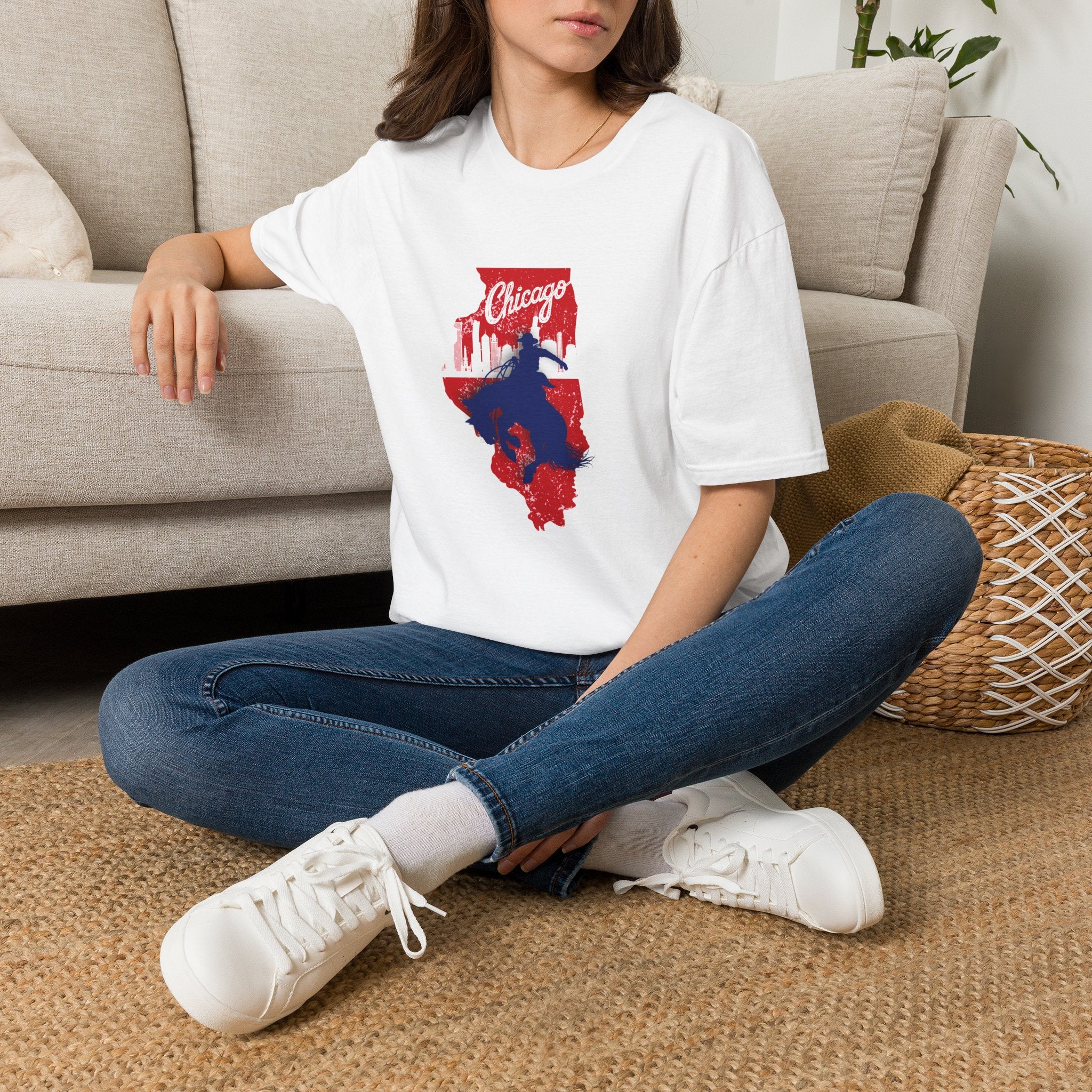 Chicago Skyline Horse Rider T-Shirt