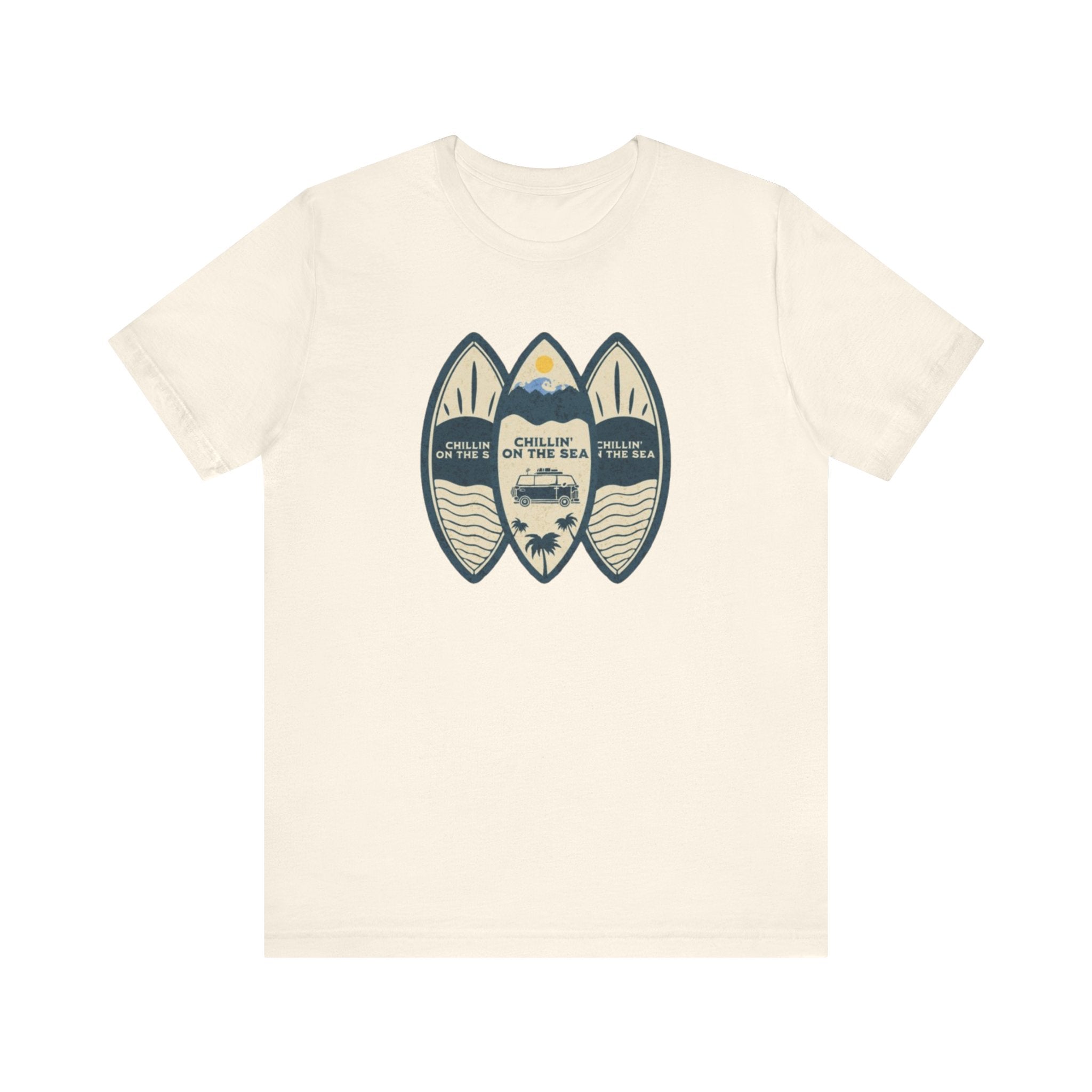 Surfboard Beach Tee — "Chillin' On The Sea" Coastal Graphic T-Shirt