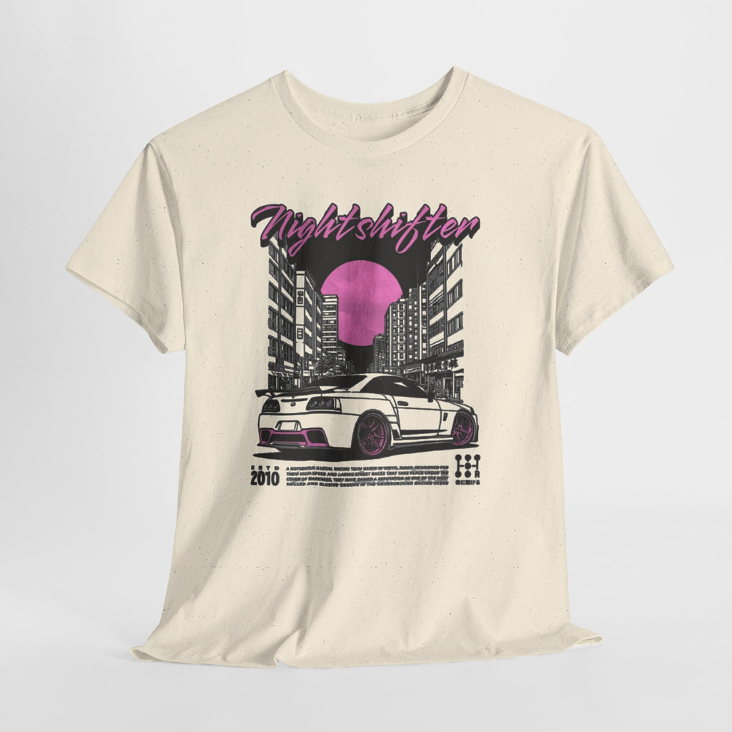Night Shifter Tee — Retro Neon Racecar Streetwear