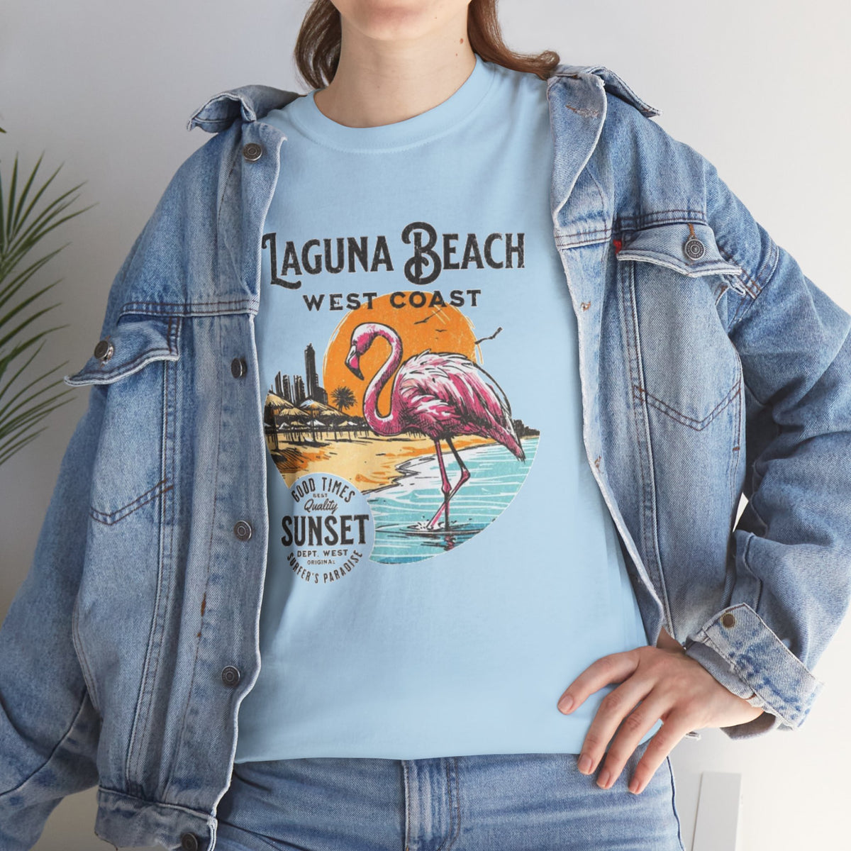 Laguna Beach West Coast Flamingo Sunset Tee
