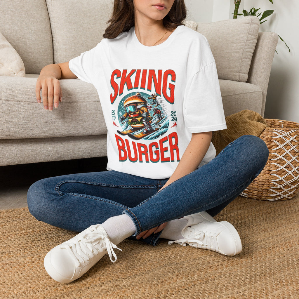 Skiing Burger T-Shirt — Retro Ski Helmet Graphic Tee