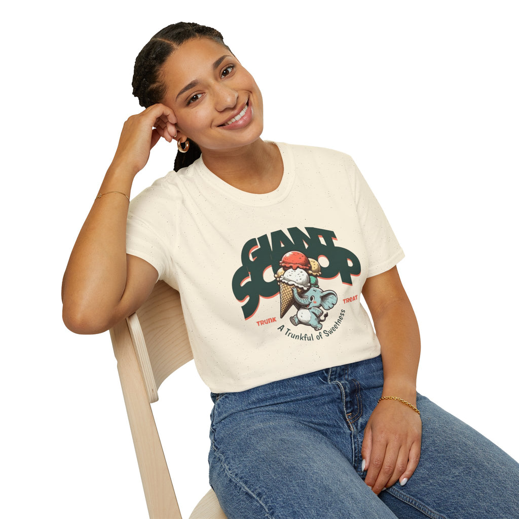 T-Shirt — 'Giant Scoop' Cute Elephant Ice Cream Graphic Tee
