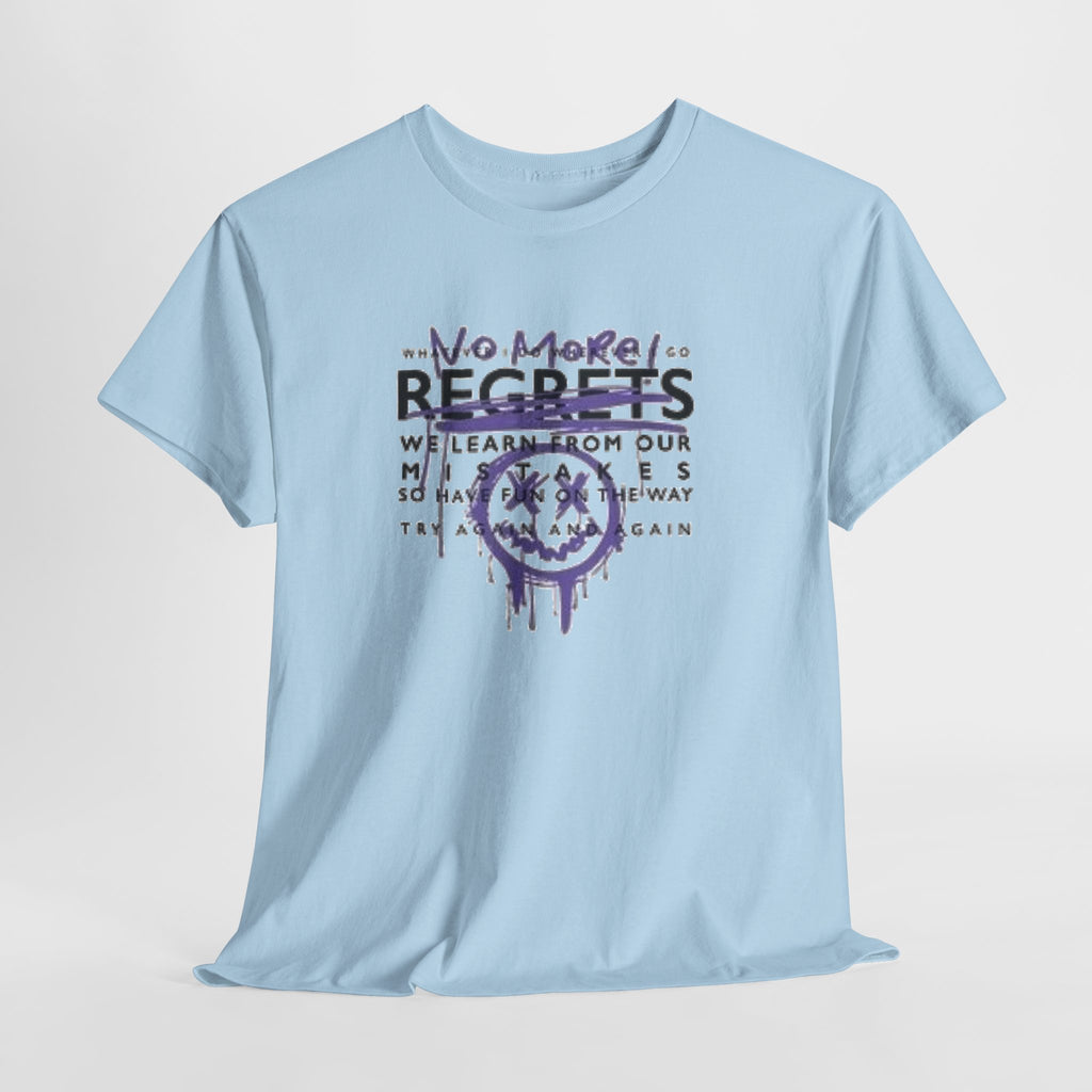 No More Regrets Tee — Grunge Drip Smile Graphic T-Shirt