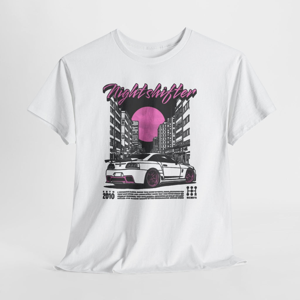 Night Shifter Tee — Retro Neon Racecar Streetwear