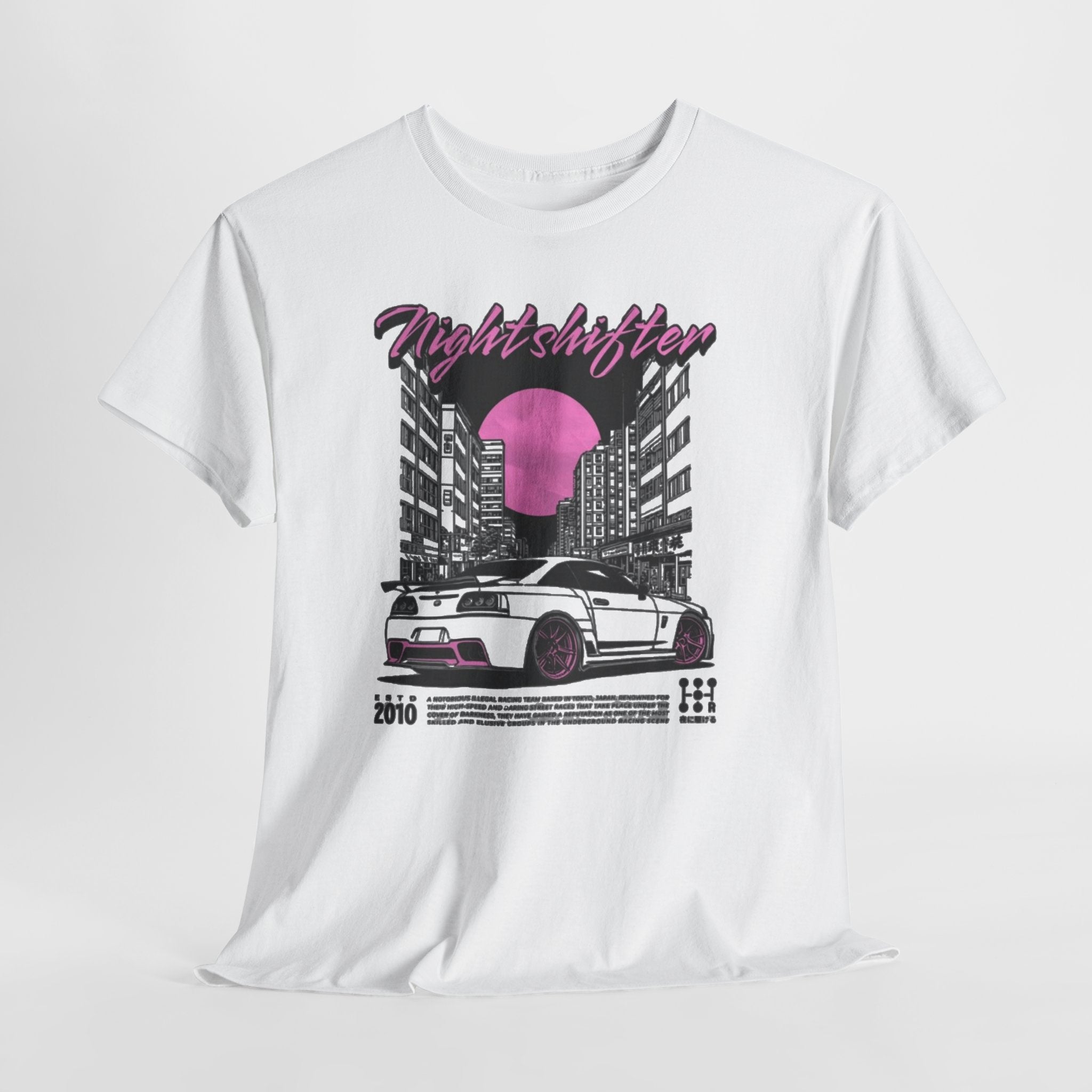 Night Shifter Tee — Retro Neon Racecar Streetwear