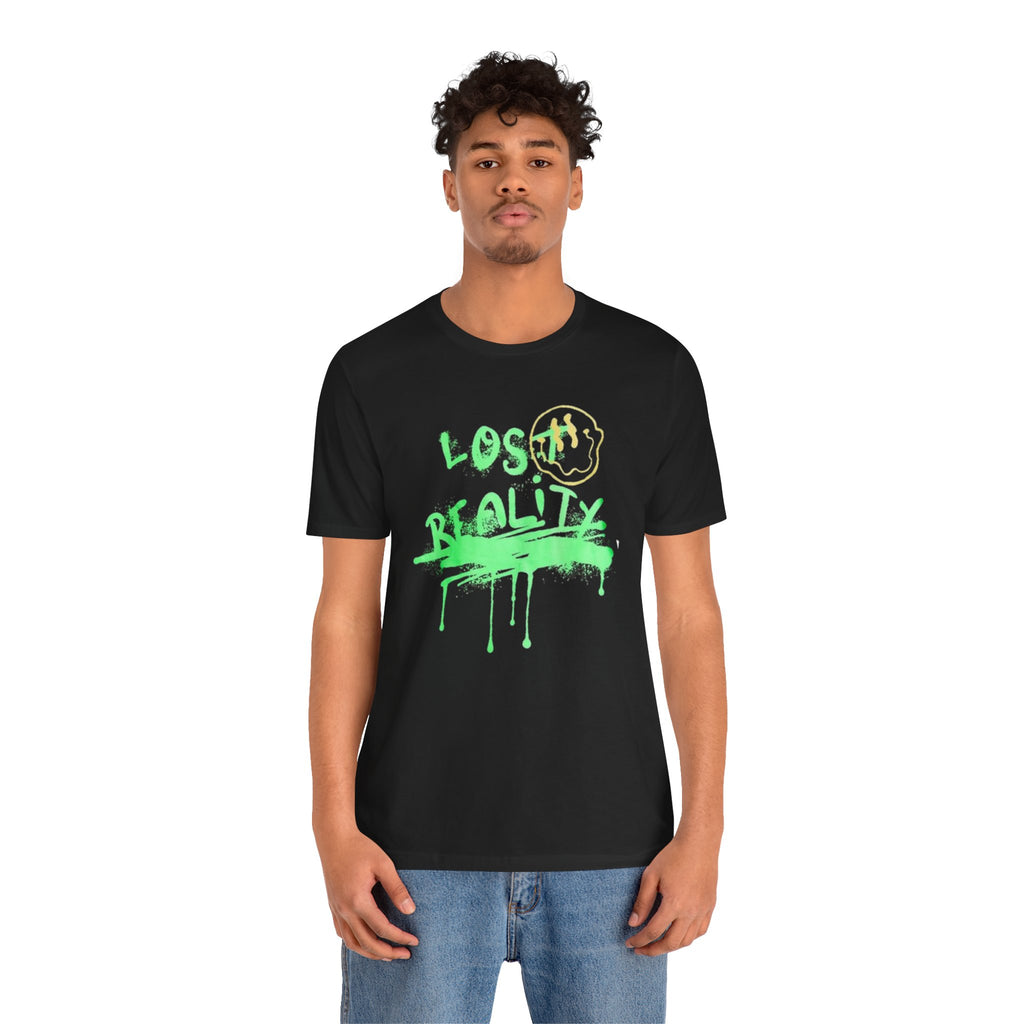 Lost Reality Graphic Tee — Neon Green Drip Streetwear Graffiti T-Shirt