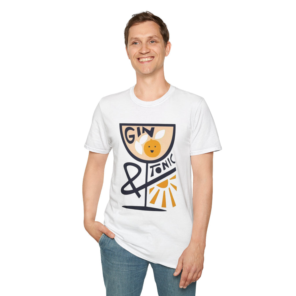Gin & Tonic Graphic T-Shirt — Retro Cocktail Tee with Orange Slice