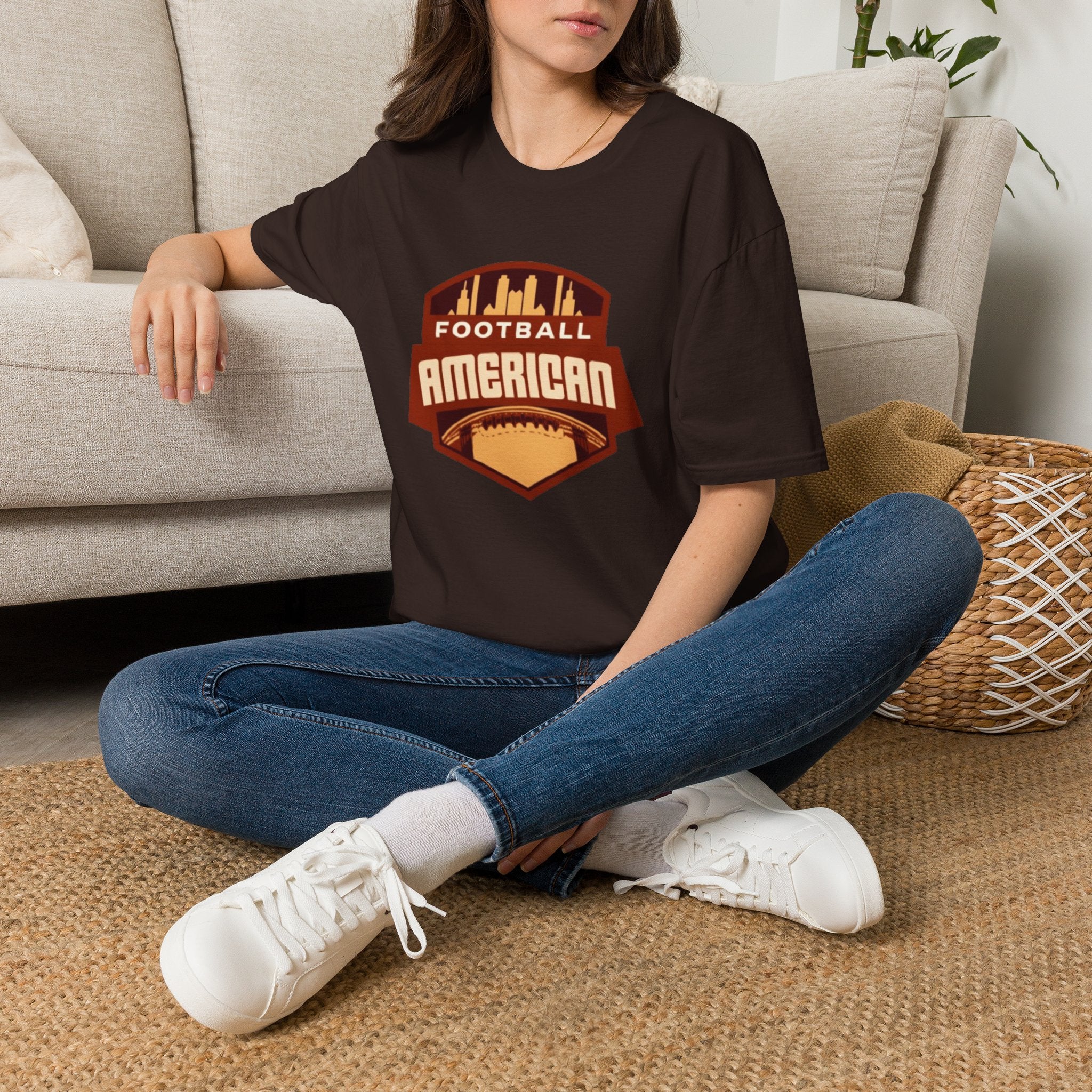 Vintage American Football T-Shirt – City Skyline Helmet Logo Retro Graphic Tee