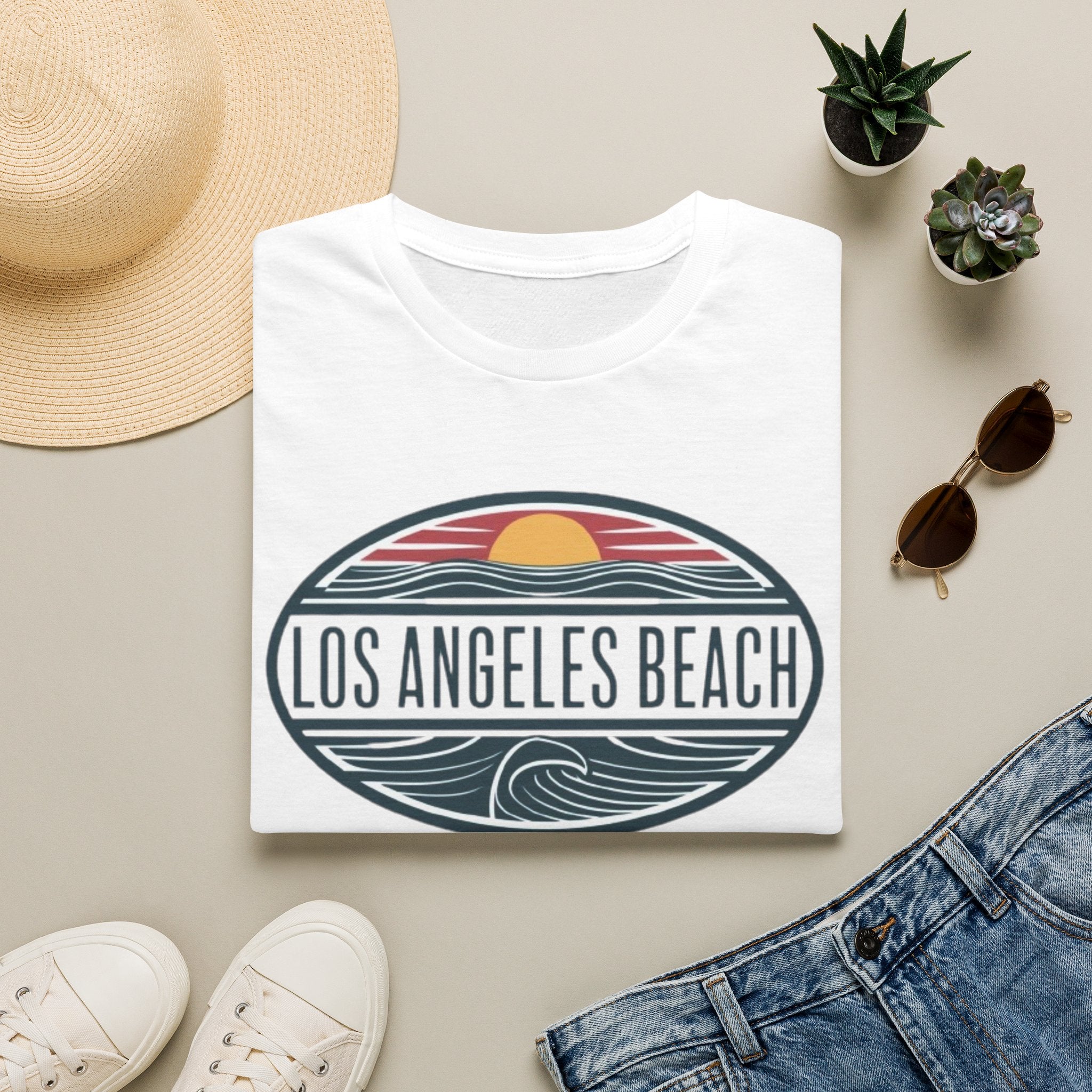Los Angeles Beach T-Shirt — Retro Sunset Surf Graphic Tee