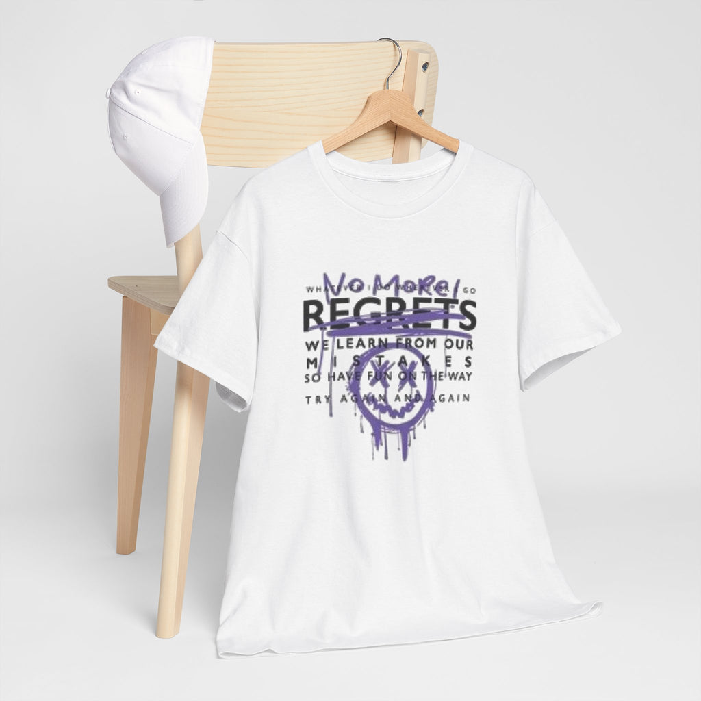 No More Regrets Tee — Grunge Drip Smile Graphic T-Shirt