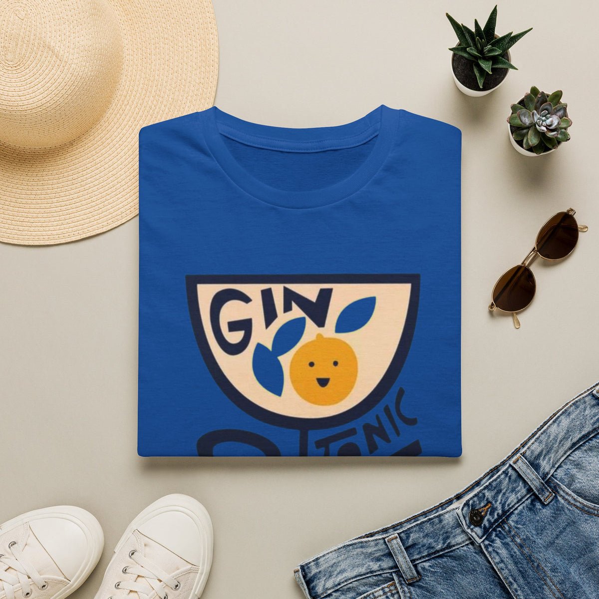 Gin & Tonic Graphic T-Shirt — Retro Cocktail Tee with Orange Slice