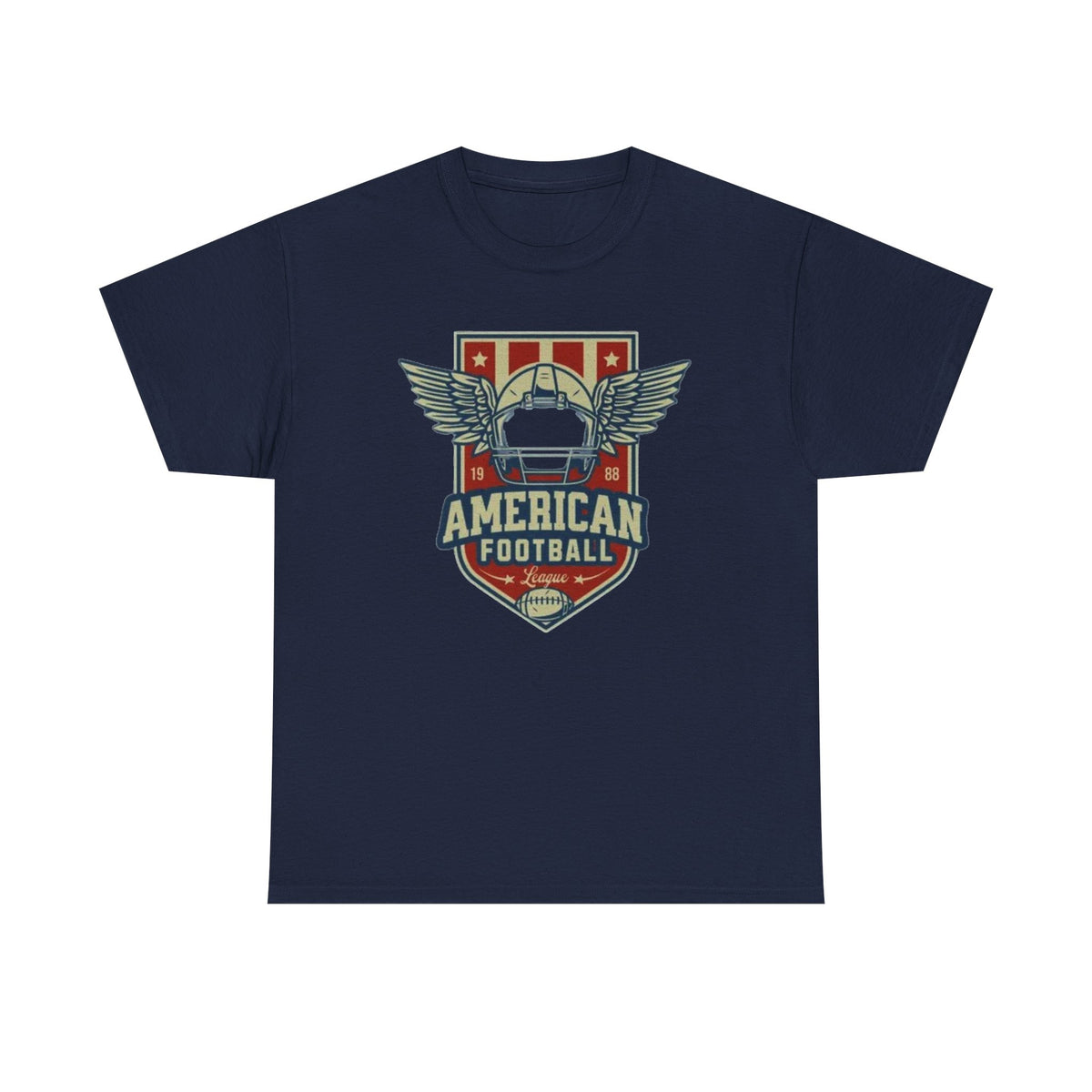 American Football Shield Tee — Vintage Helmet & Wings Graphic