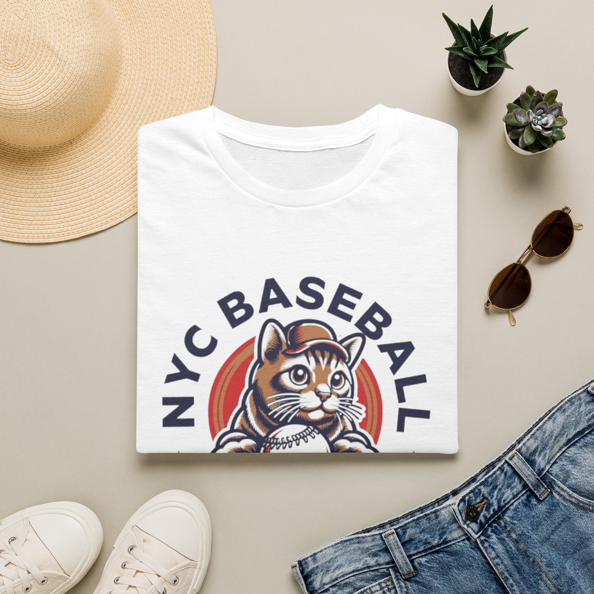 NYC Baseball Cat T‑Shirt — 'Champion' Vintage Team Tee