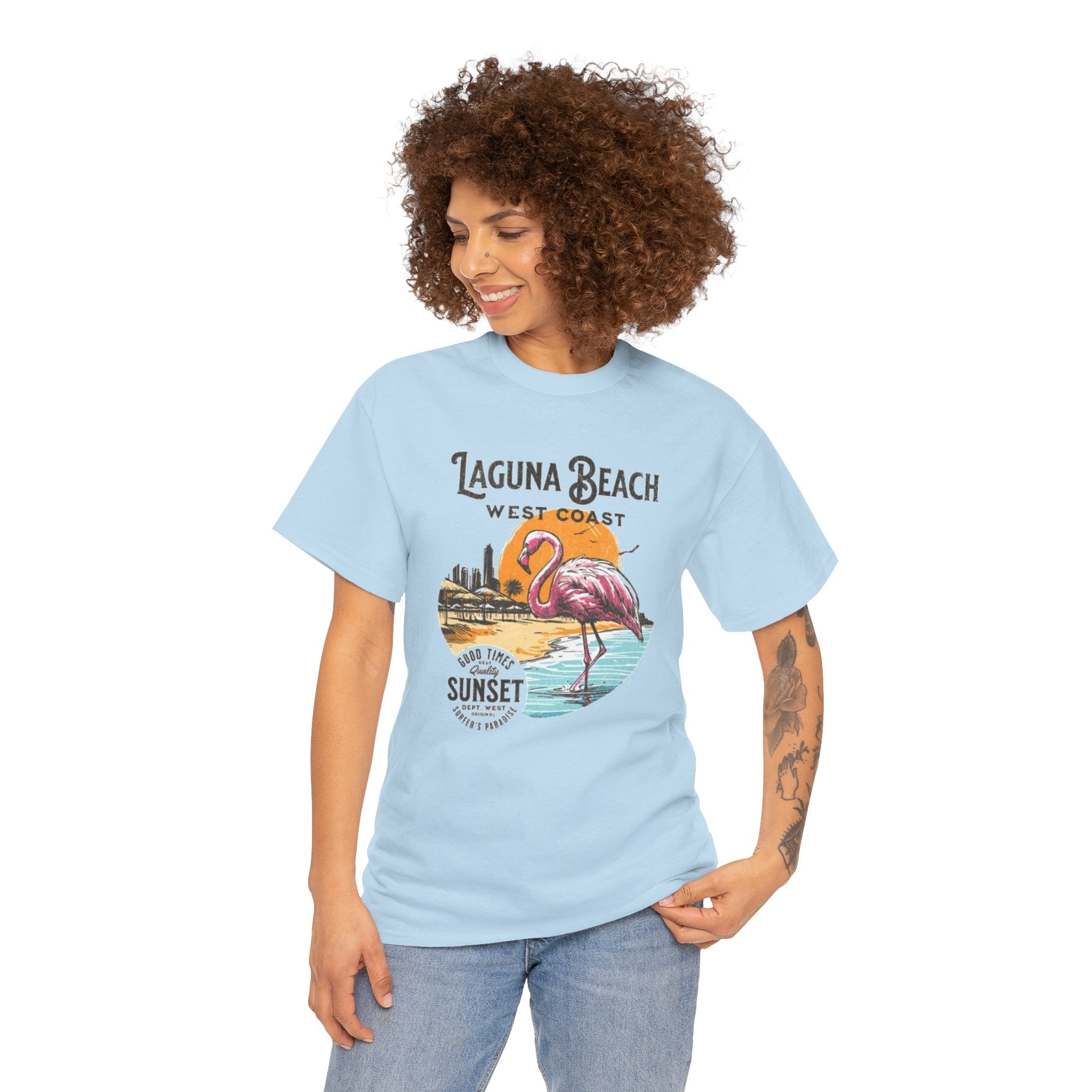 Laguna Beach West Coast Flamingo Sunset Tee