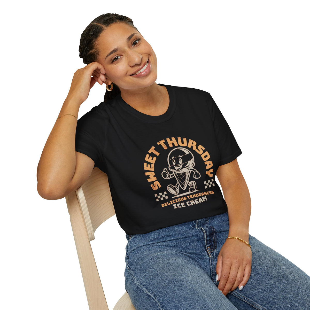 Sweet Thursday Ice Cream T-Shirt — Retro Cartoon Cone Graphic