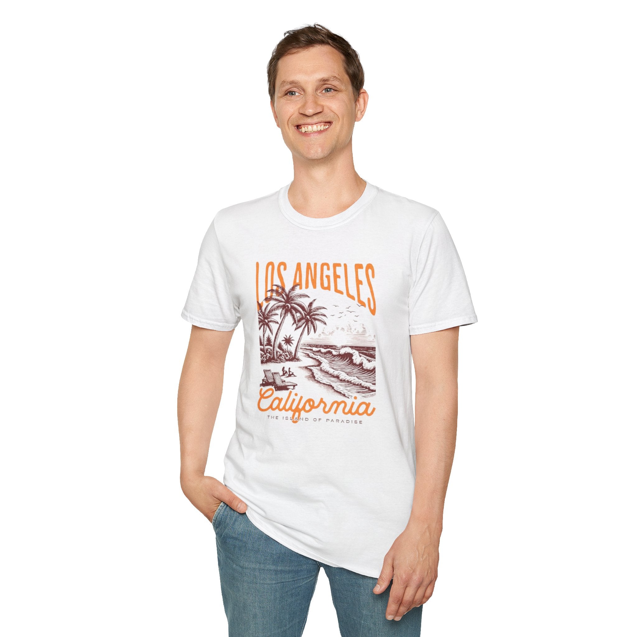 Los Angeles California Beach T-Shirt — Vintage Palm Tree Surf Sunset Tee