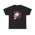 Punk's Not Dead Skull T-Shirt — Edgy Punk Rock Tee with Pink Graffiti