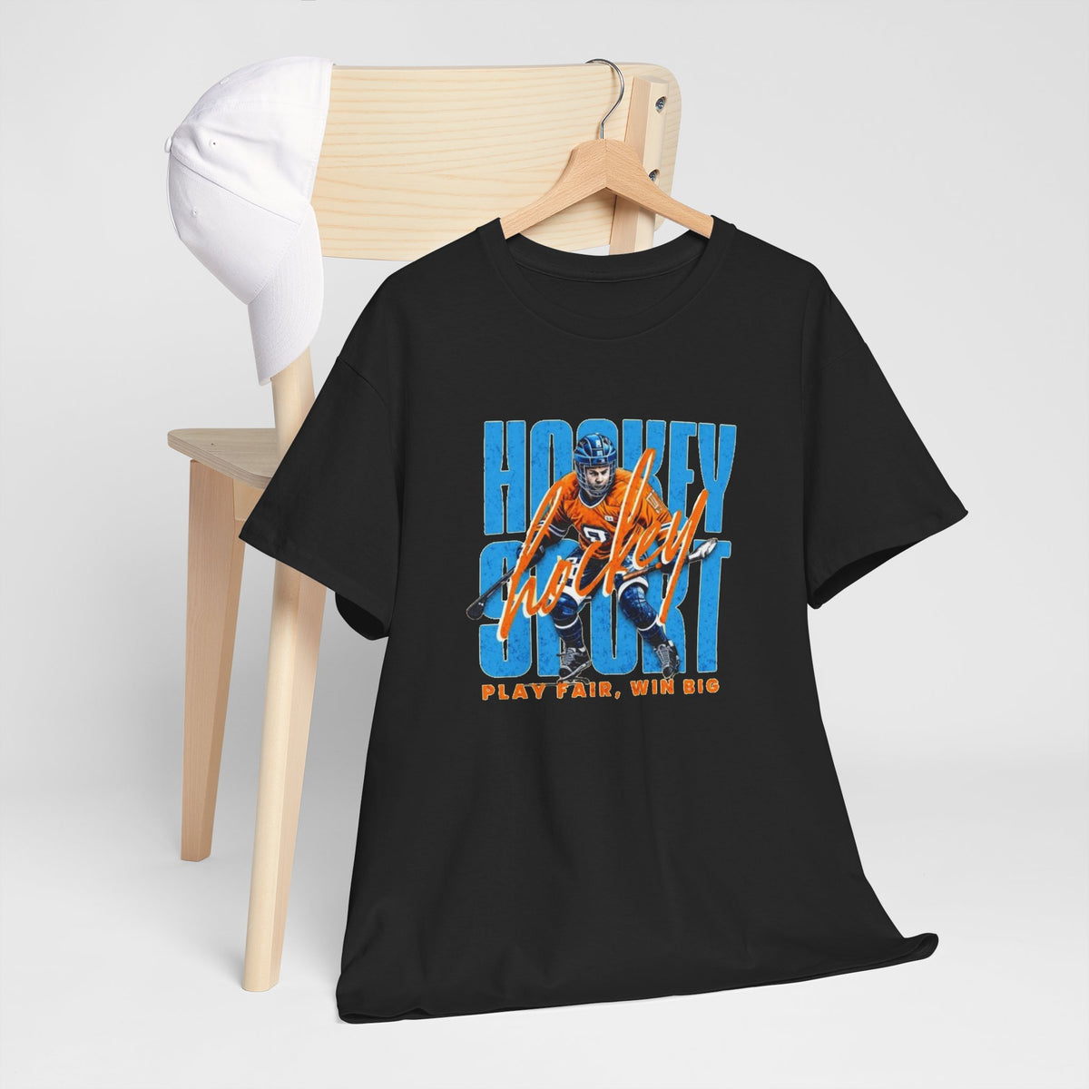 Hockey Spirit Tee — 'Play Fair, Win Big' Retro Hockey Player T-Shirt