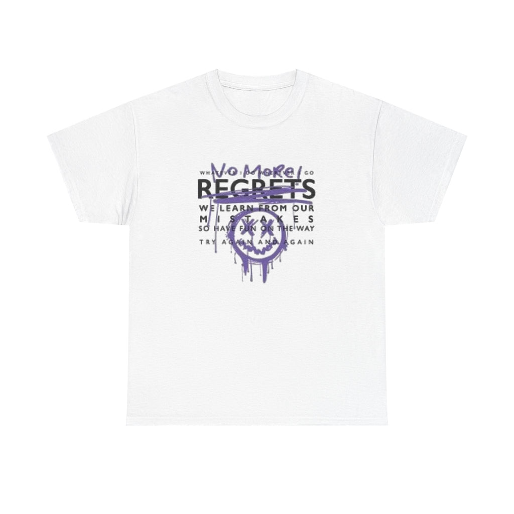 No More Regrets Tee — Grunge Drip Smile Graphic T-Shirt