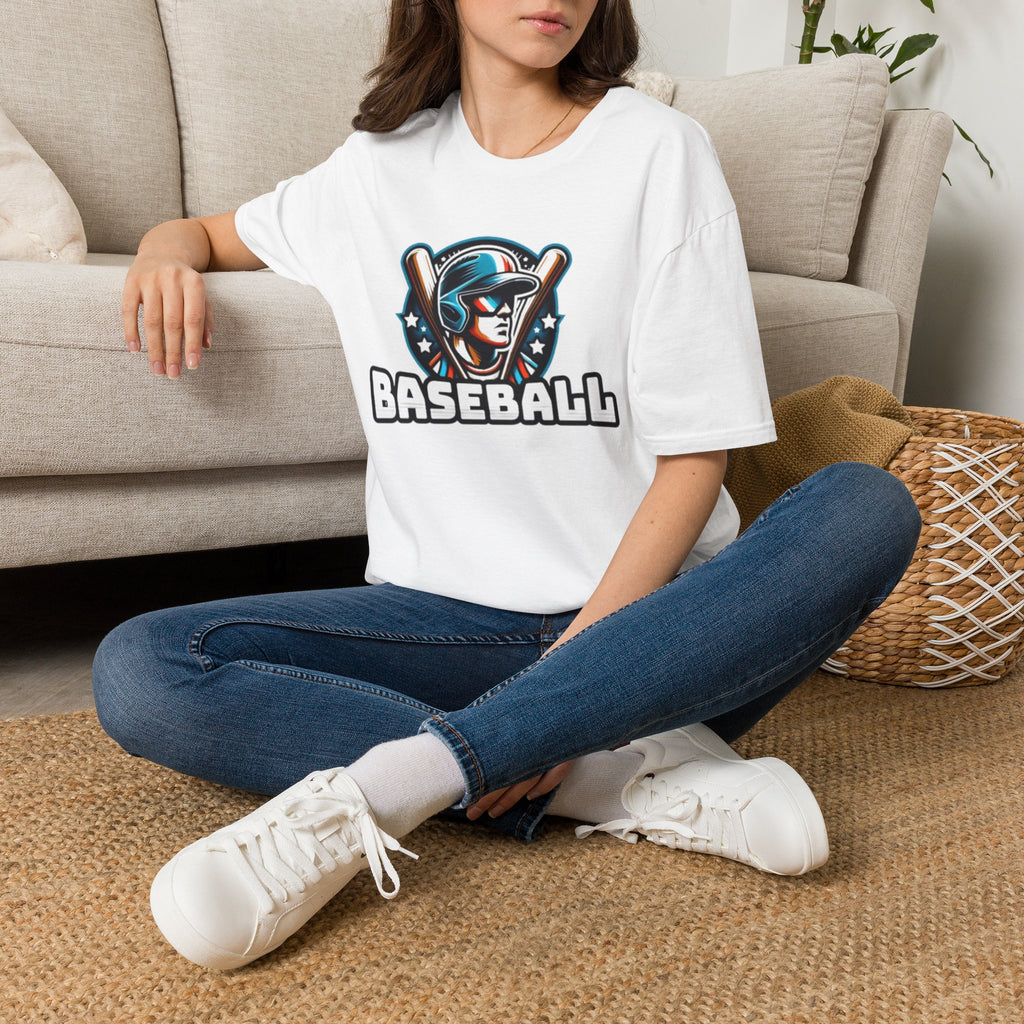 Baseball Player Graphic T-Shirt — Retro Helmet & Bats Sports Tee