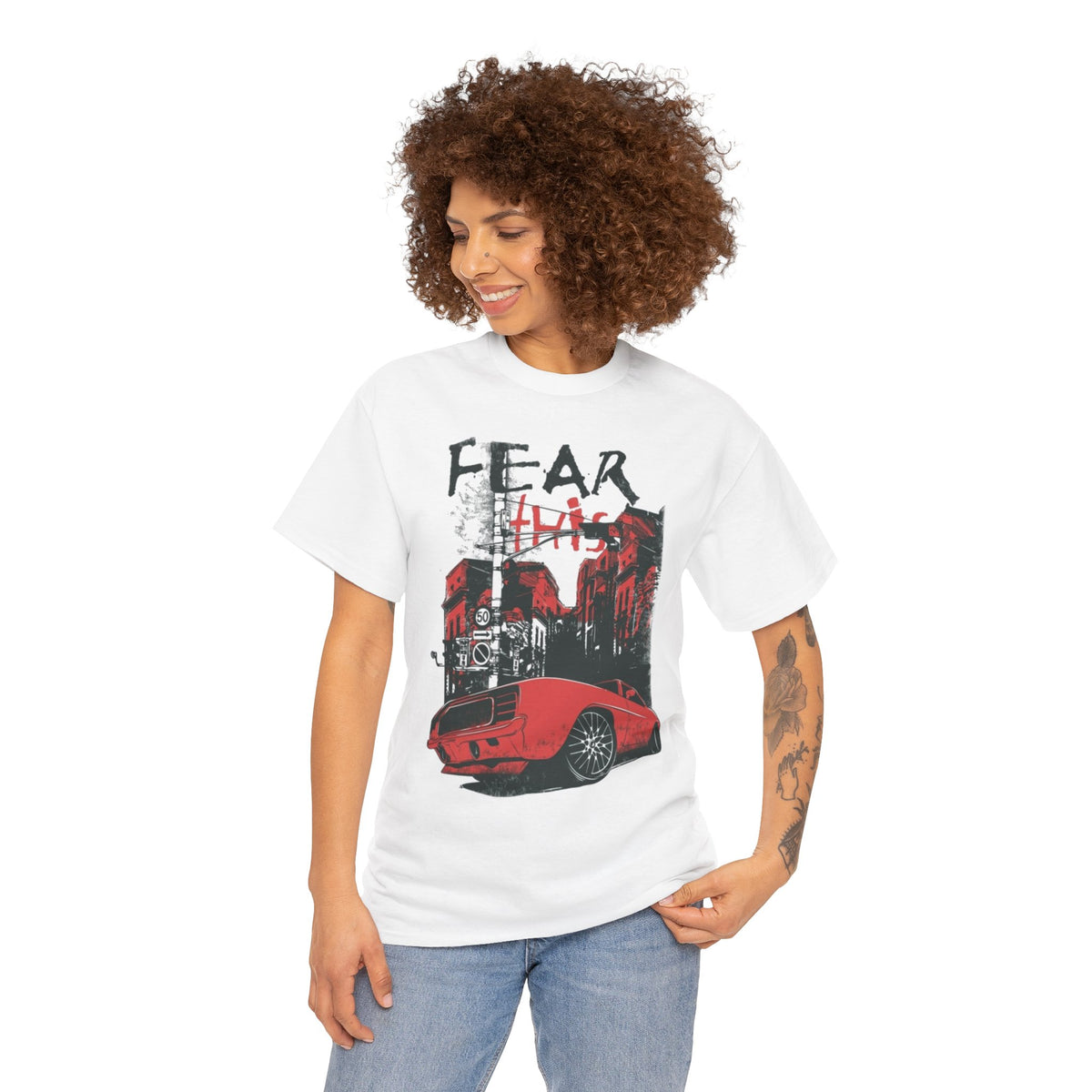 Retro Red Muscle Car City Street Racing T‑Shirt