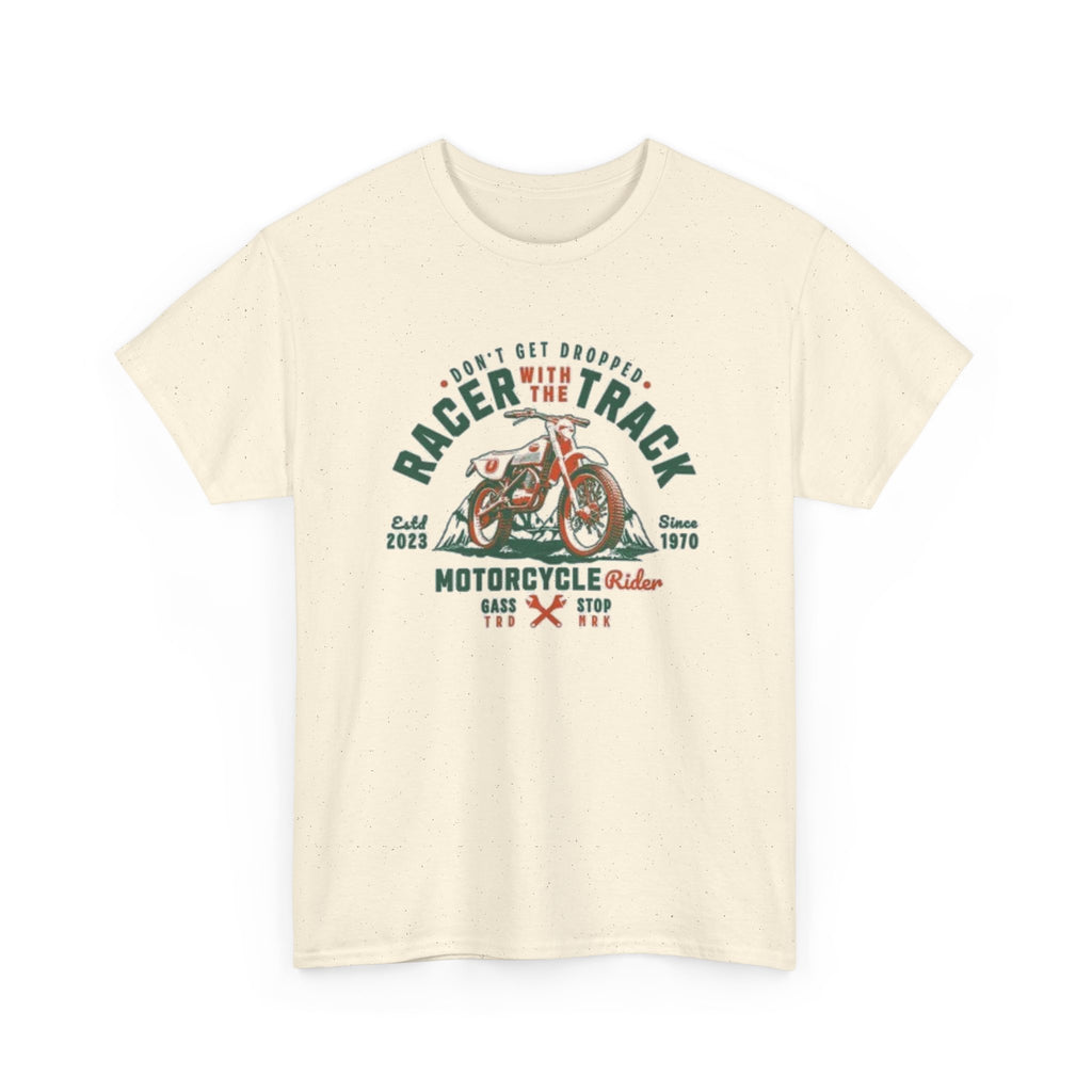 Motorcycle Racer Tee — "Racer the Track" Vintage Bike Graphic T-Shirt
