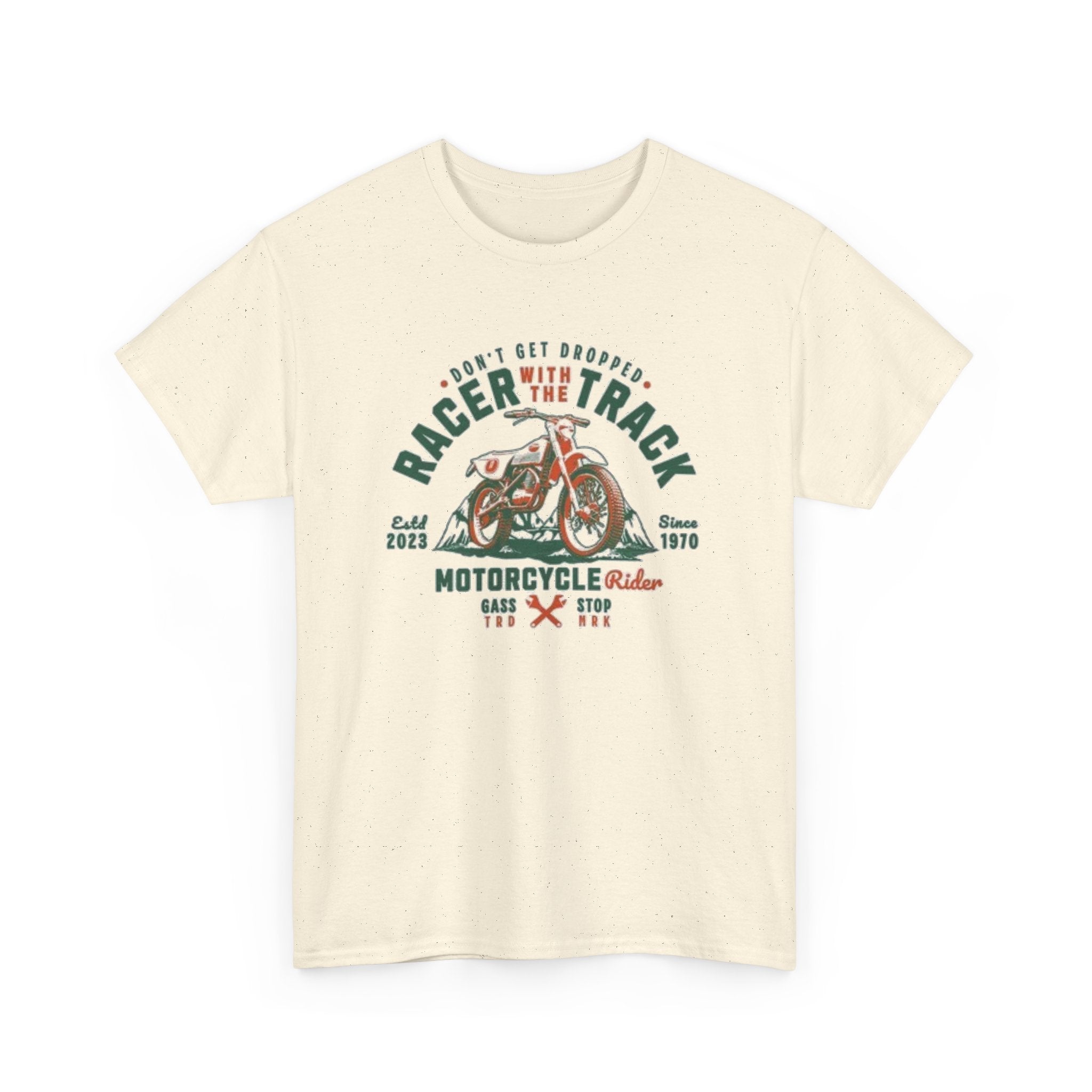 Motorcycle Racer Tee — "Racer the Track" Vintage Bike Graphic T-Shirt
