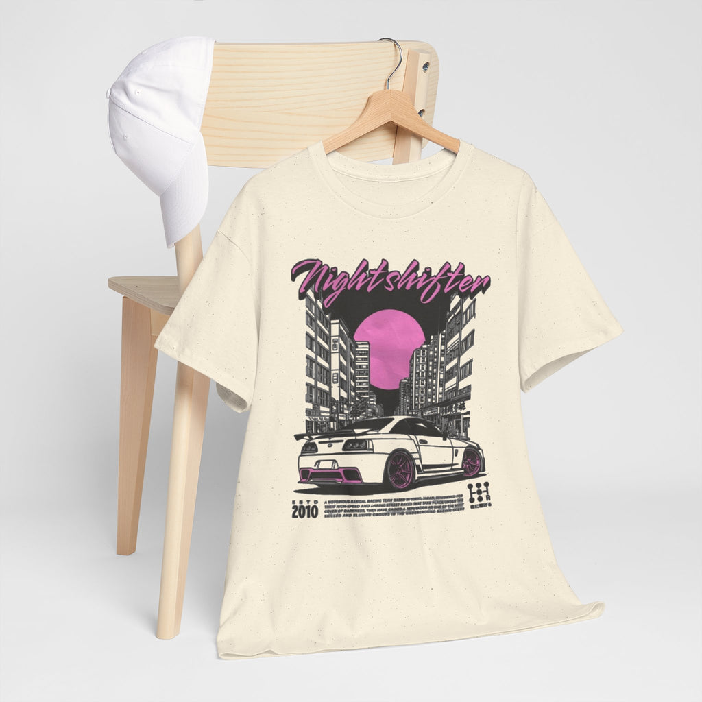 Night Shifter Tee — Retro Neon Racecar Streetwear